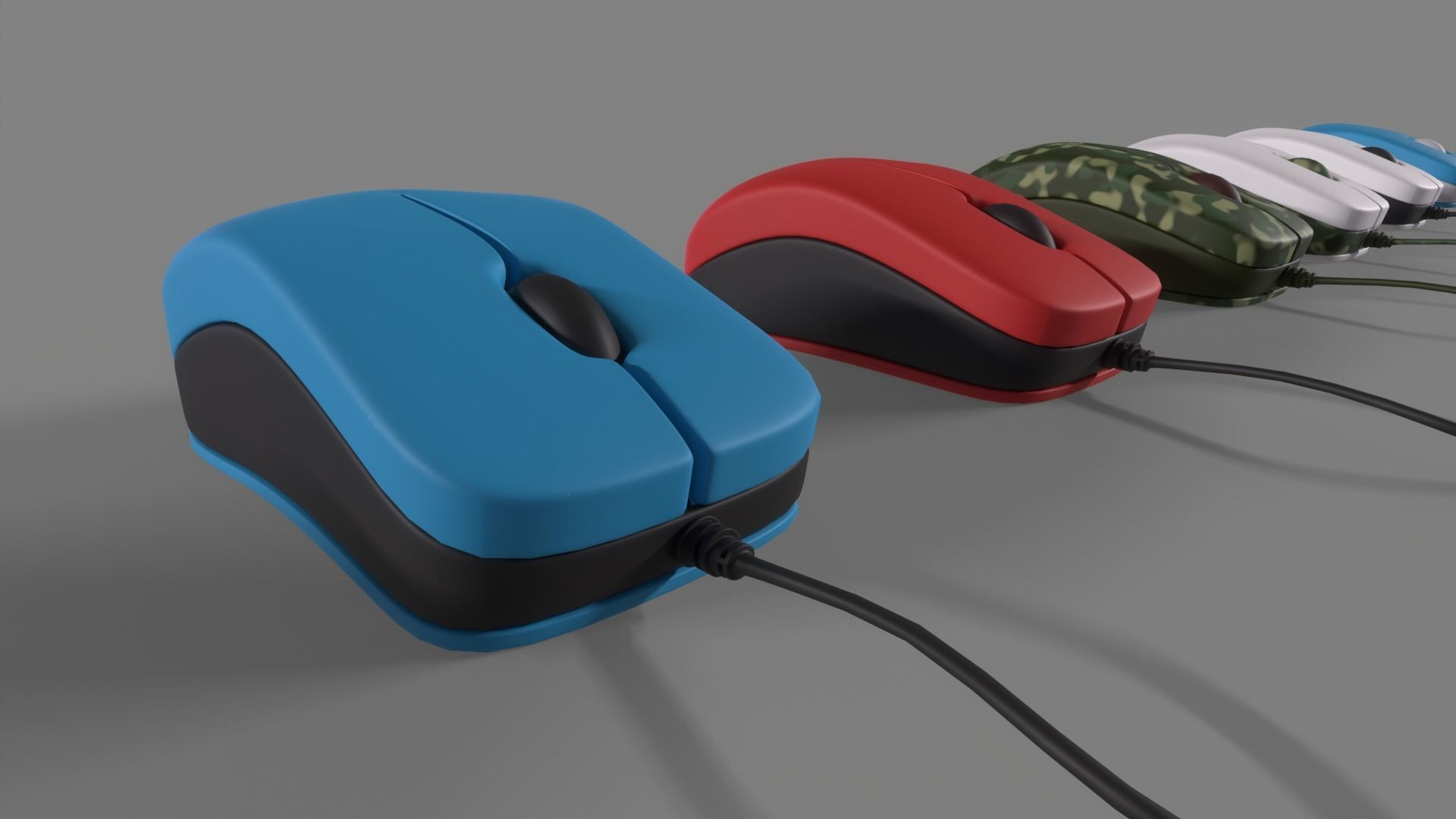 PC Mouse with 8 colored skins Low-poly 3D model_14