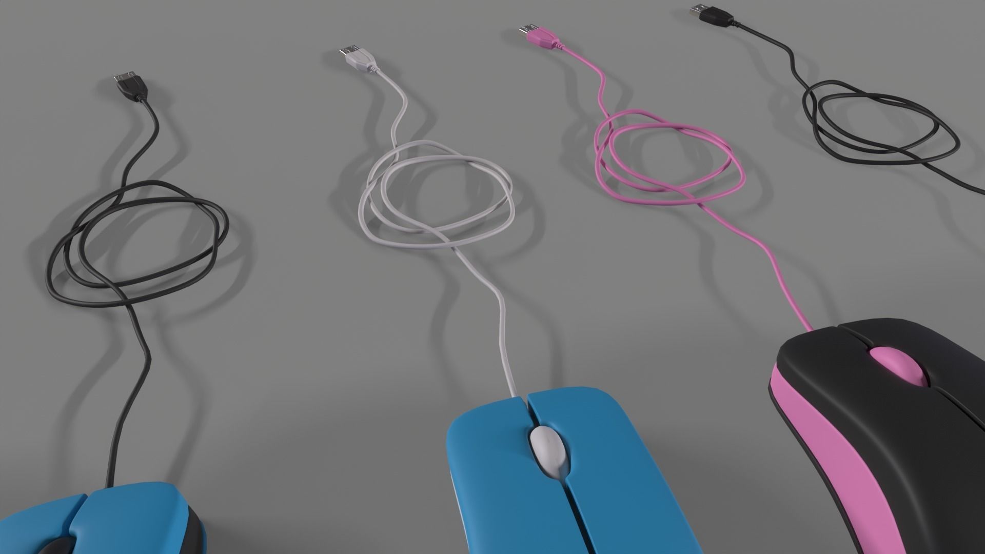 PC Mouse with 8 colored skins Low-poly 3D model_25