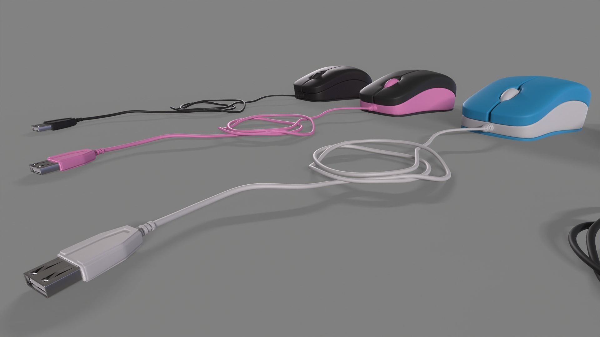 PC Mouse with 8 colored skins Low-poly 3D model_10