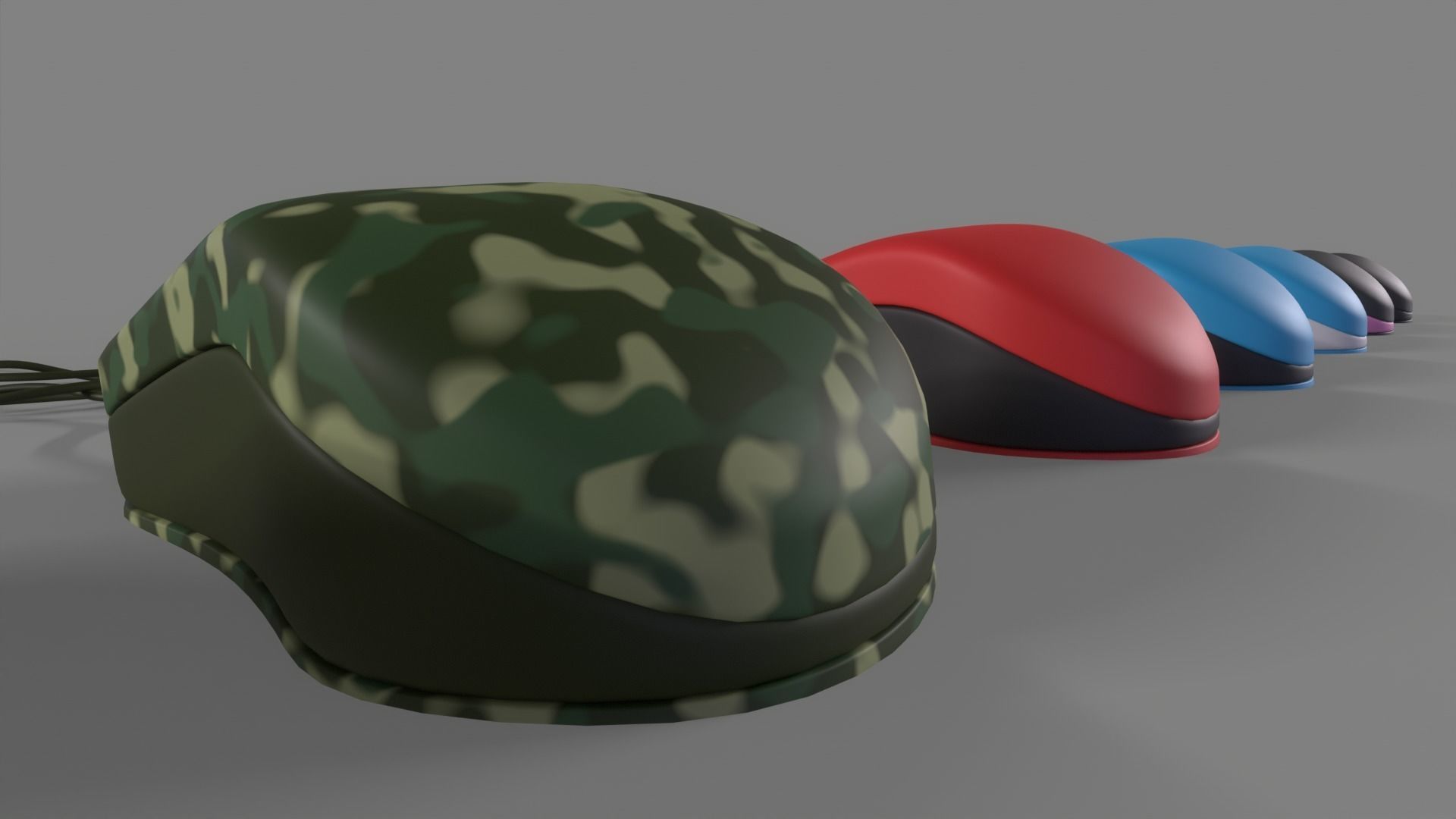 PC Mouse with 8 colored skins Low-poly 3D model_8