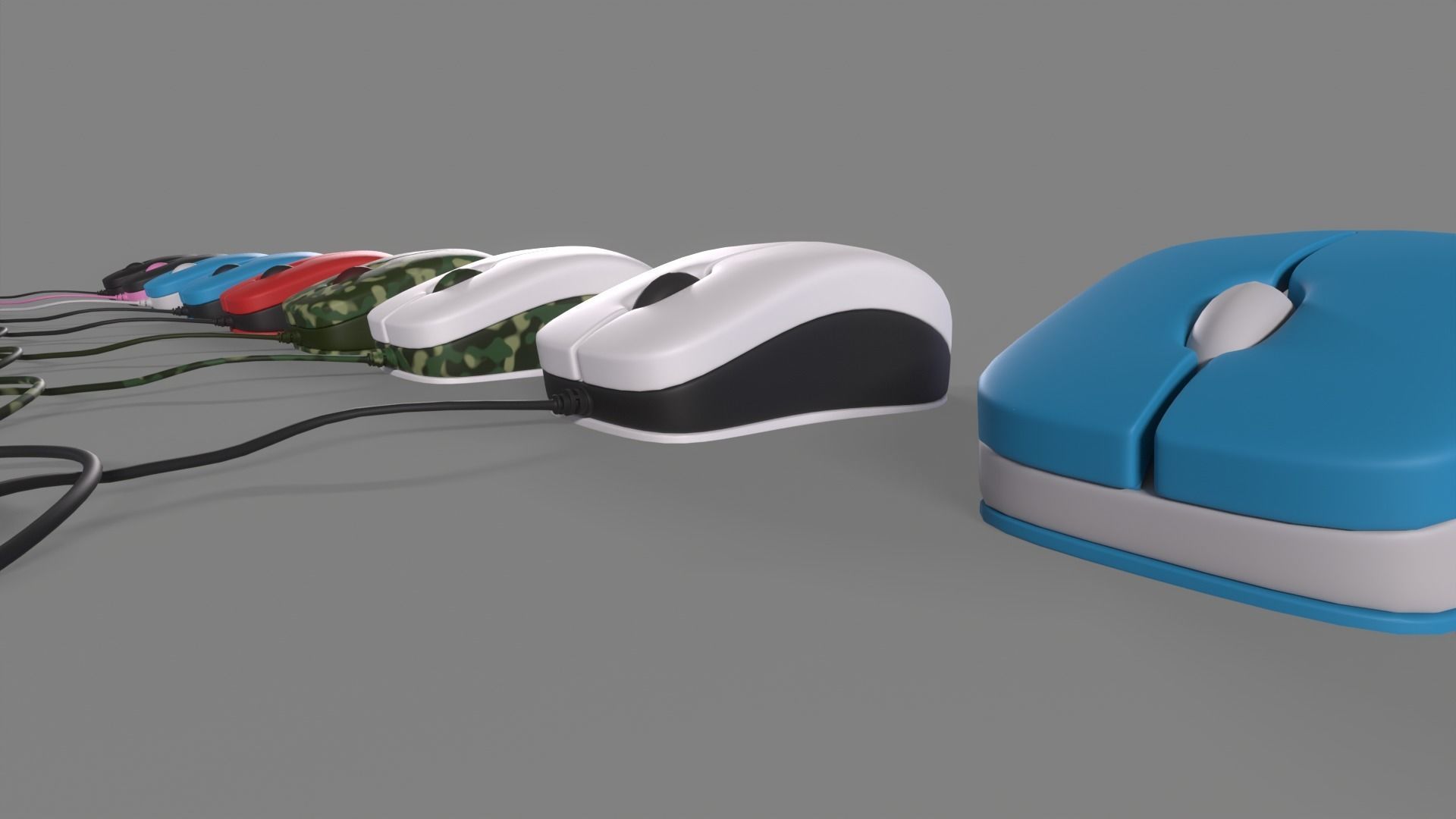 PC Mouse with 8 colored skins Low-poly 3D model_18