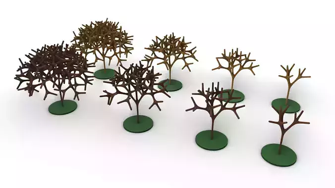 Fractal Trees Smooth Branches Low-poly 3D model