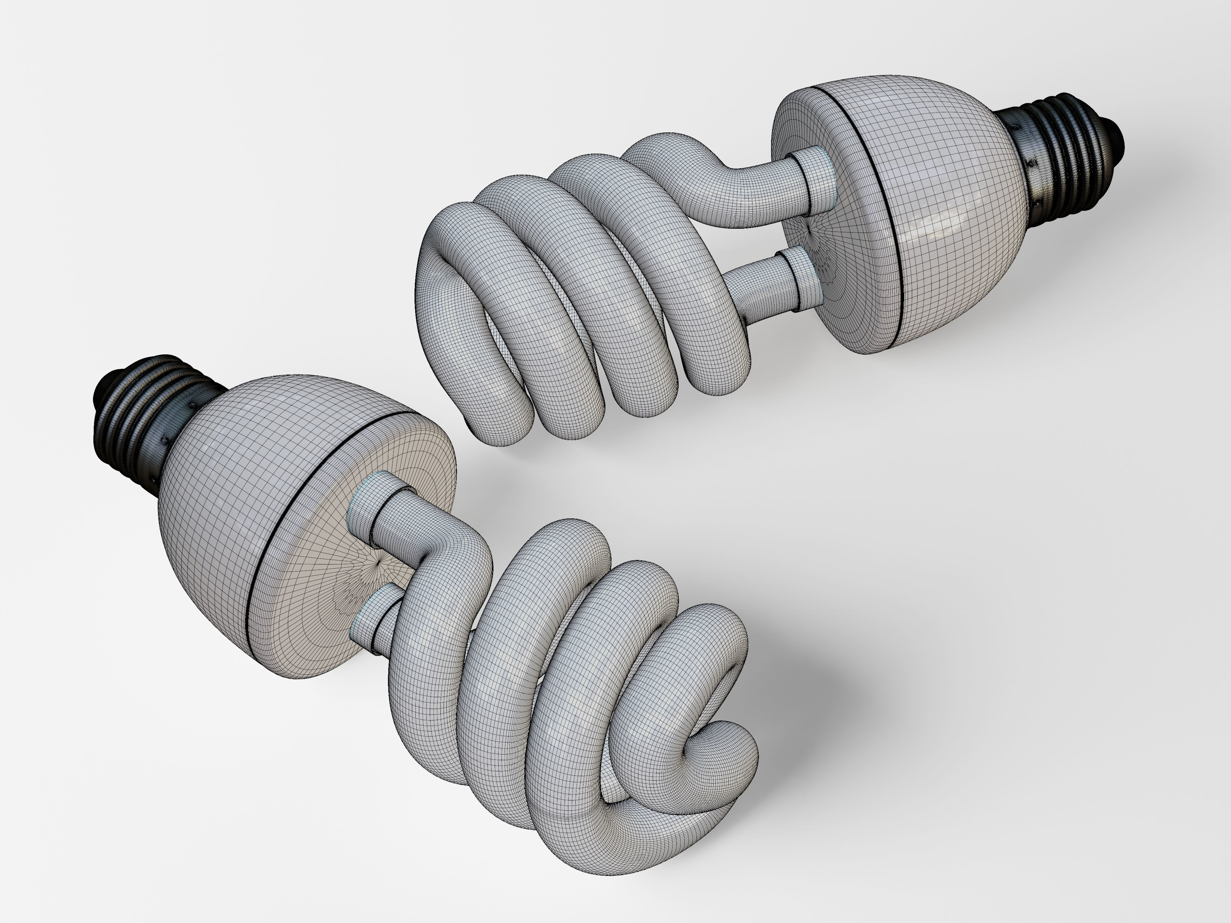 Fluorescent bulb Low-poly 3D model_9