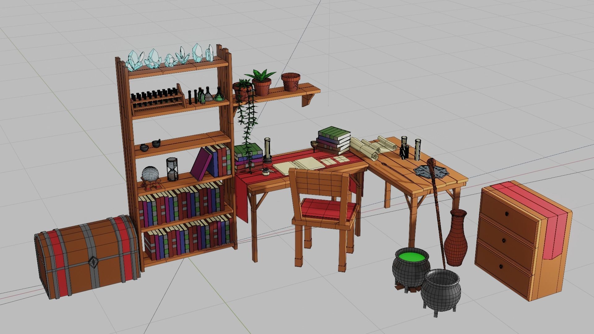 Low-Poly Mages Study Low-poly 3D model_16