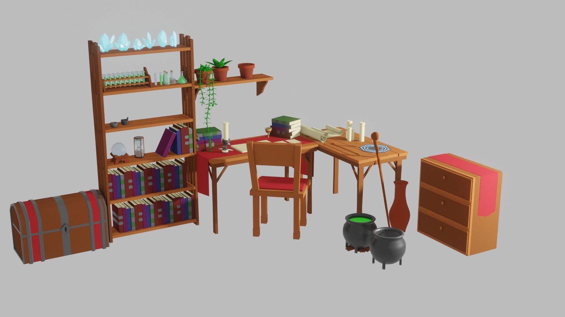 Low-Poly Mages Study Low-poly 3D model_8