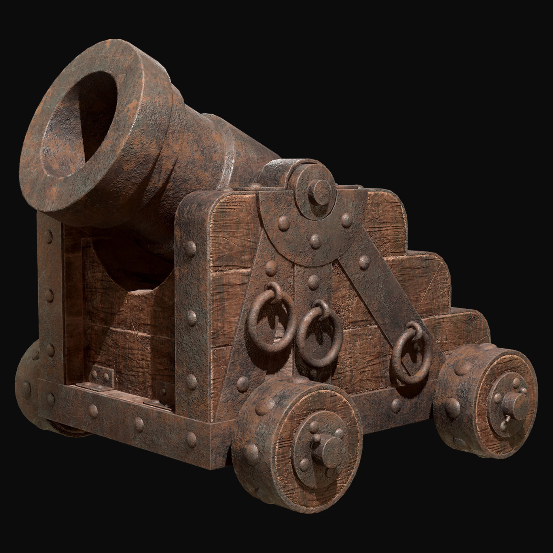 Mortar Cannon-1-Old Version Low-poly 3D model_3