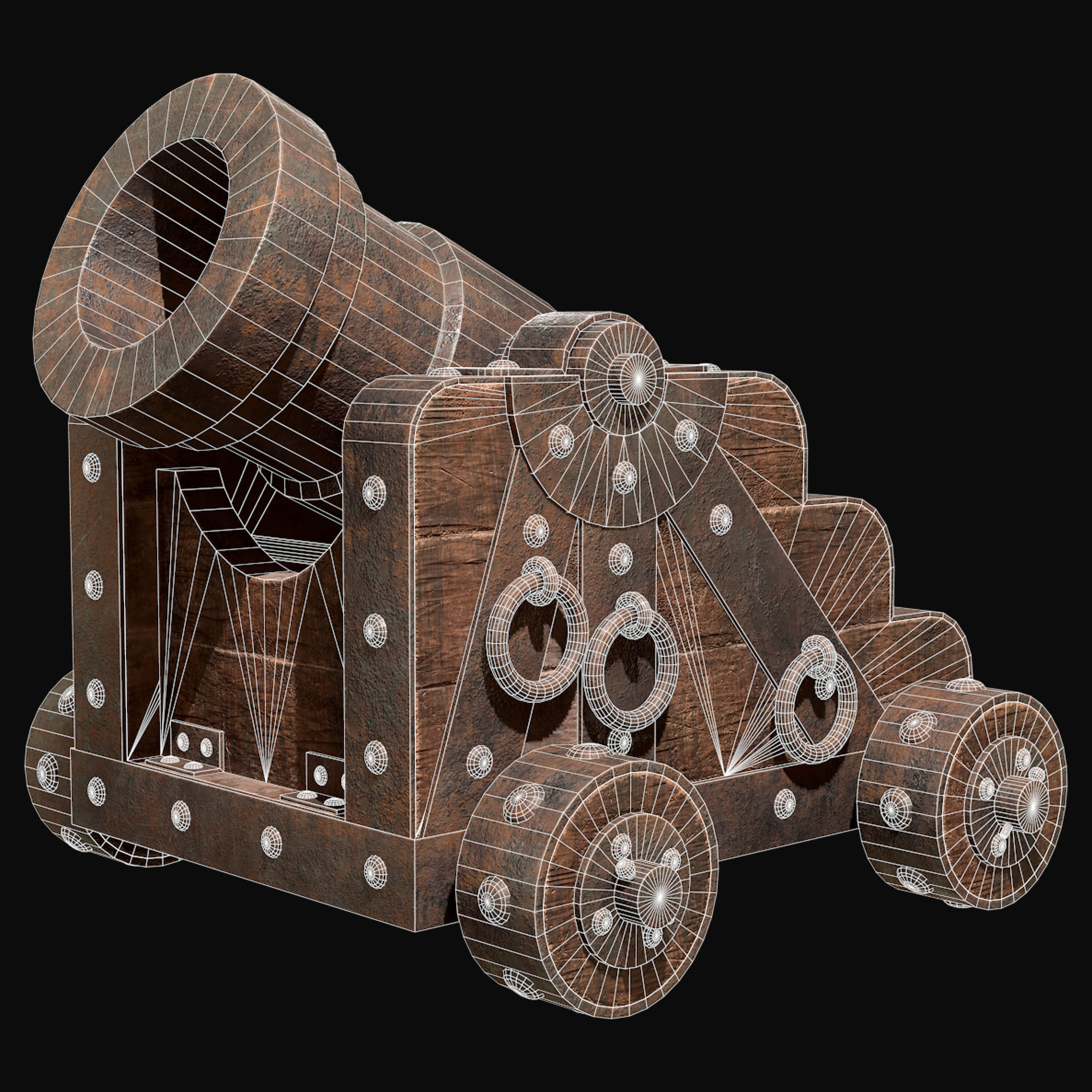 Mortar Cannon-1-Old Version Low-poly 3D model_8