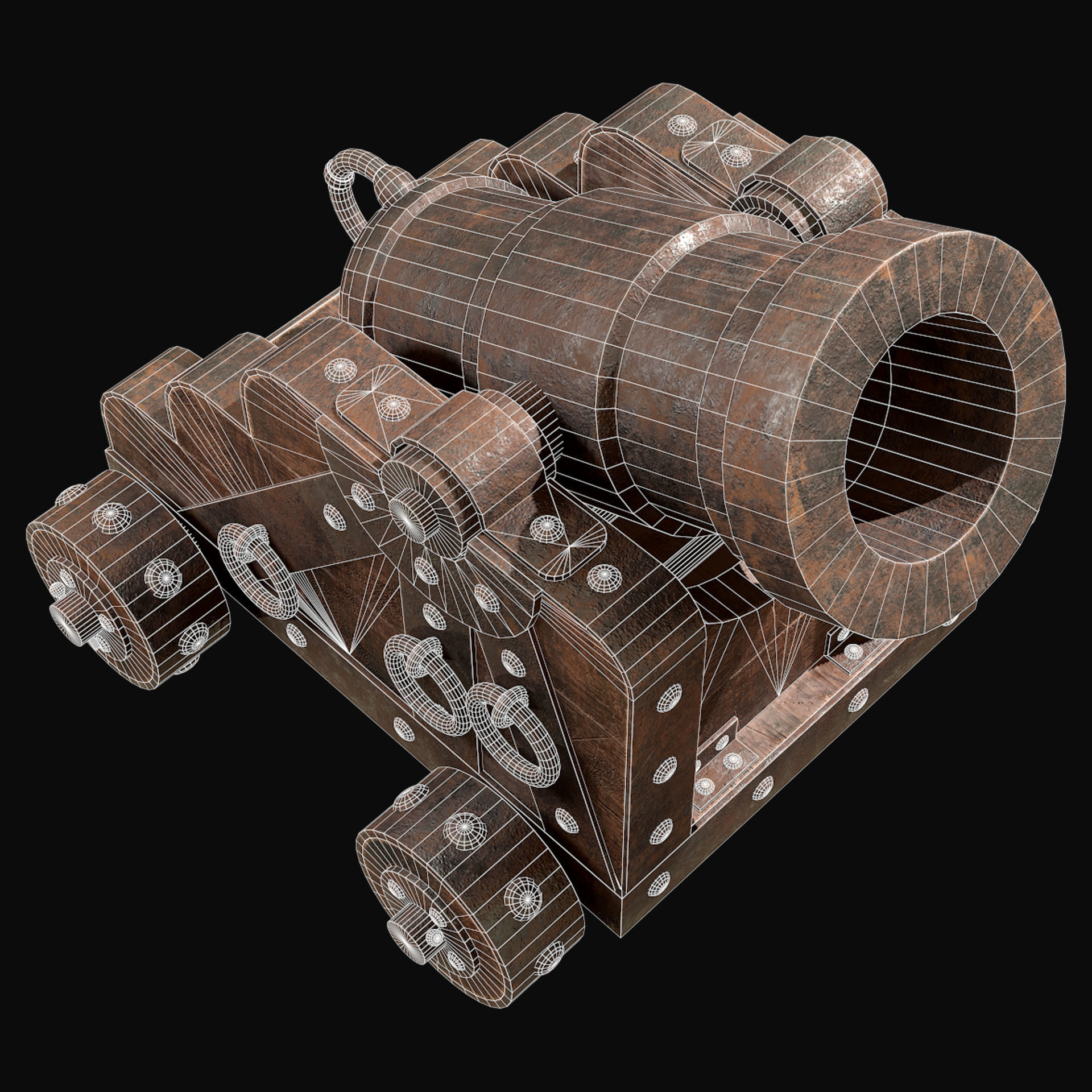 Mortar Cannon-1-Old Version Low-poly 3D model_11