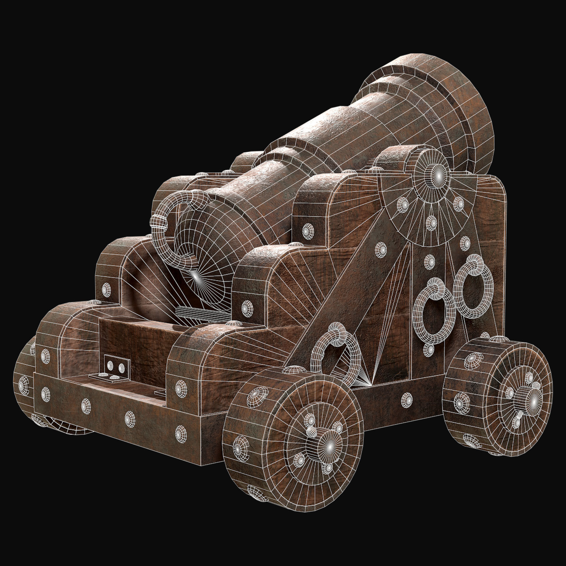 Mortar Cannon-1-Old Version Low-poly 3D model_10
