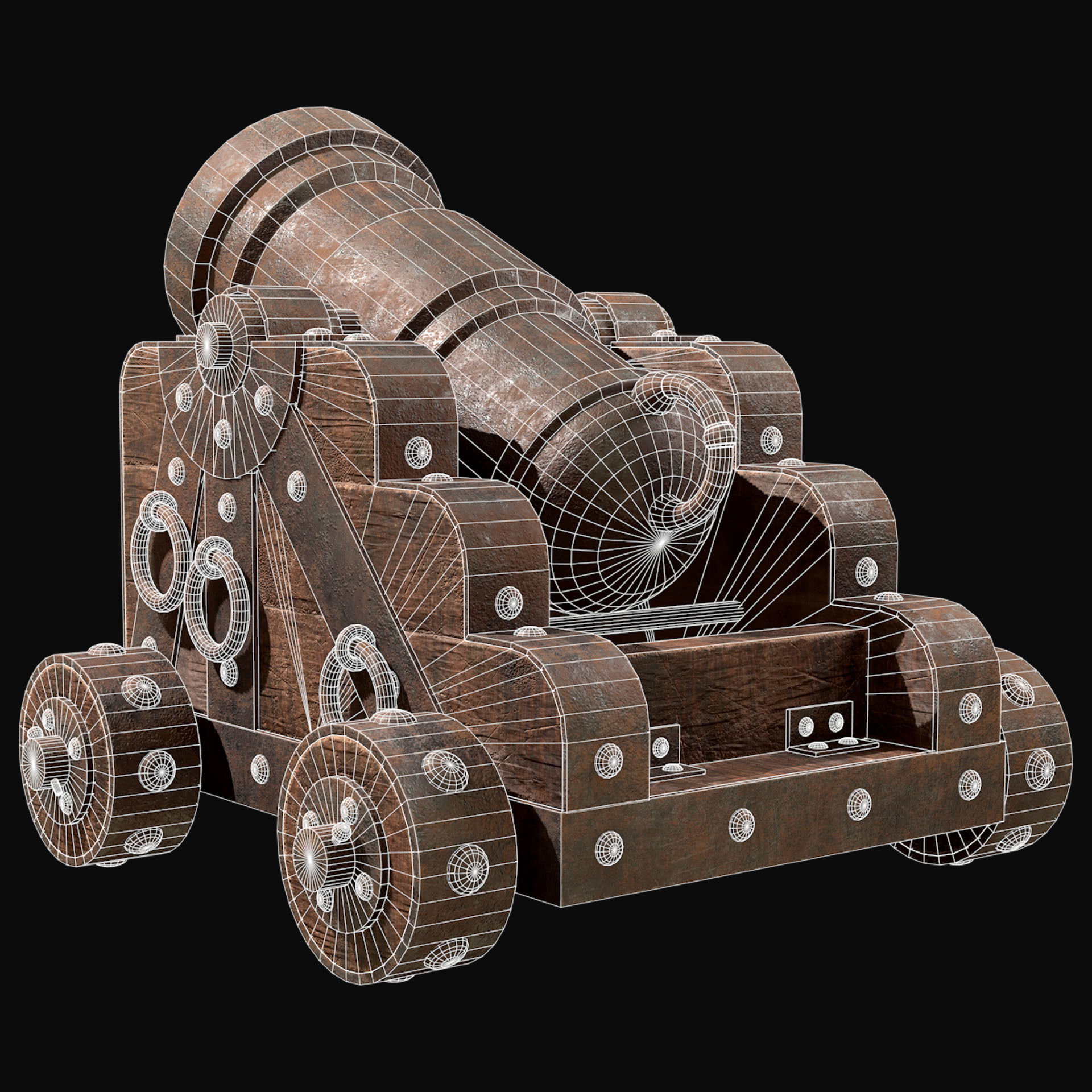 Mortar Cannon-1-Old Version Low-poly 3D model_12