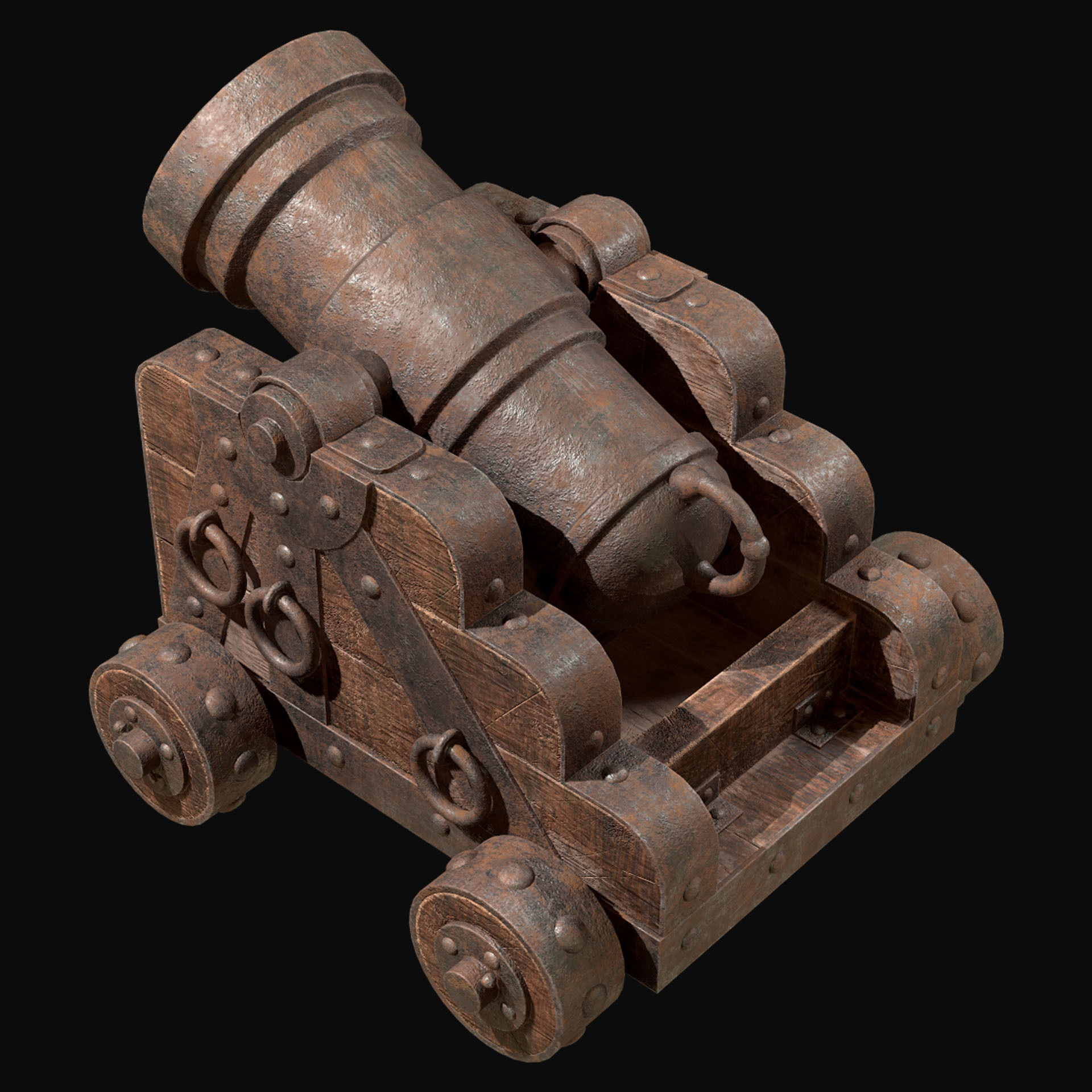 Mortar Cannon-1-Old Version Low-poly 3D model_4