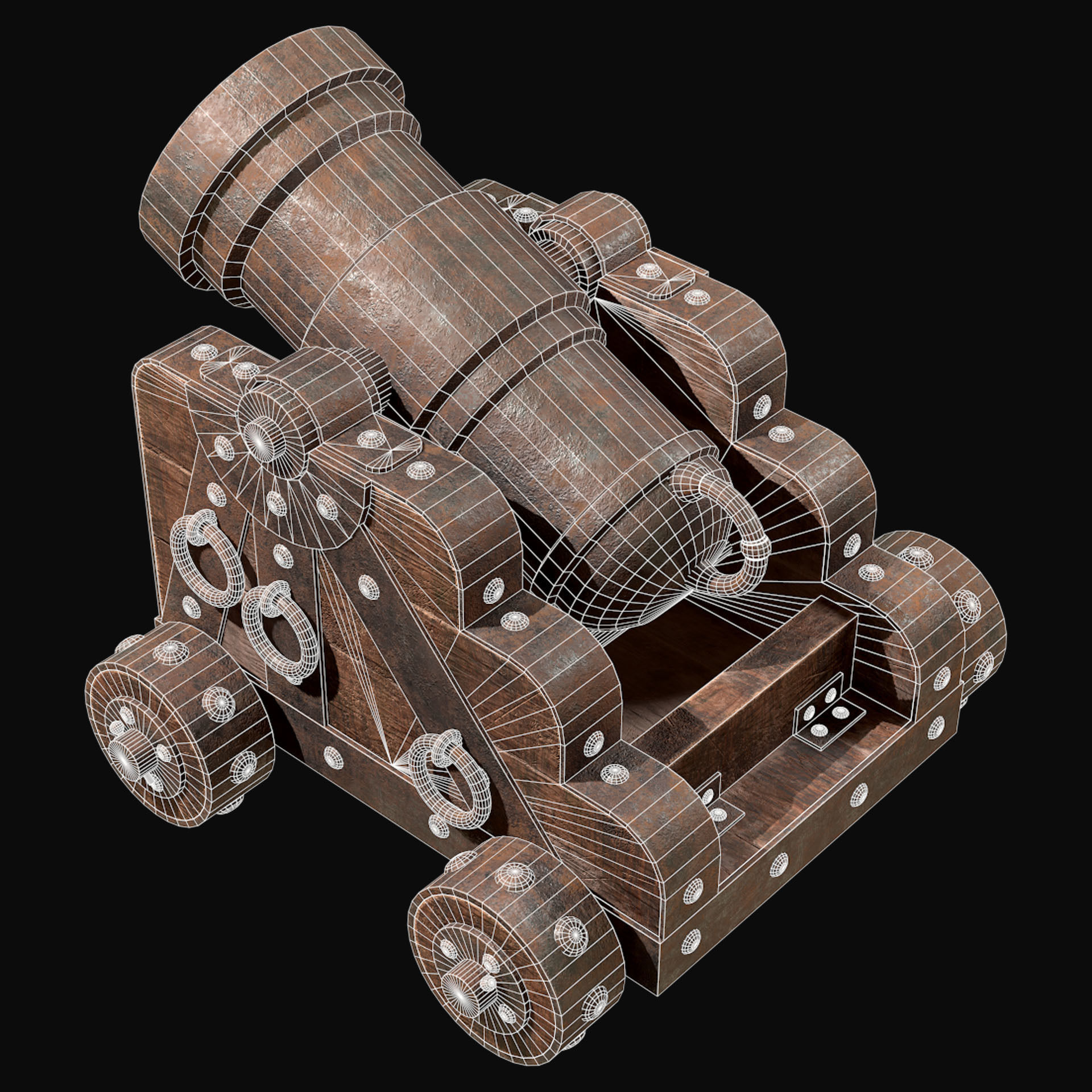 Mortar Cannon-1-Old Version Low-poly 3D model_9