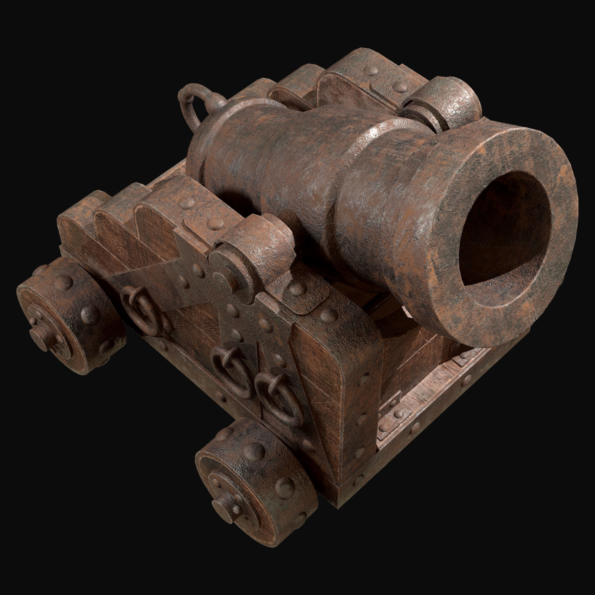 Mortar Cannon-1-Old Version Low-poly 3D model_6