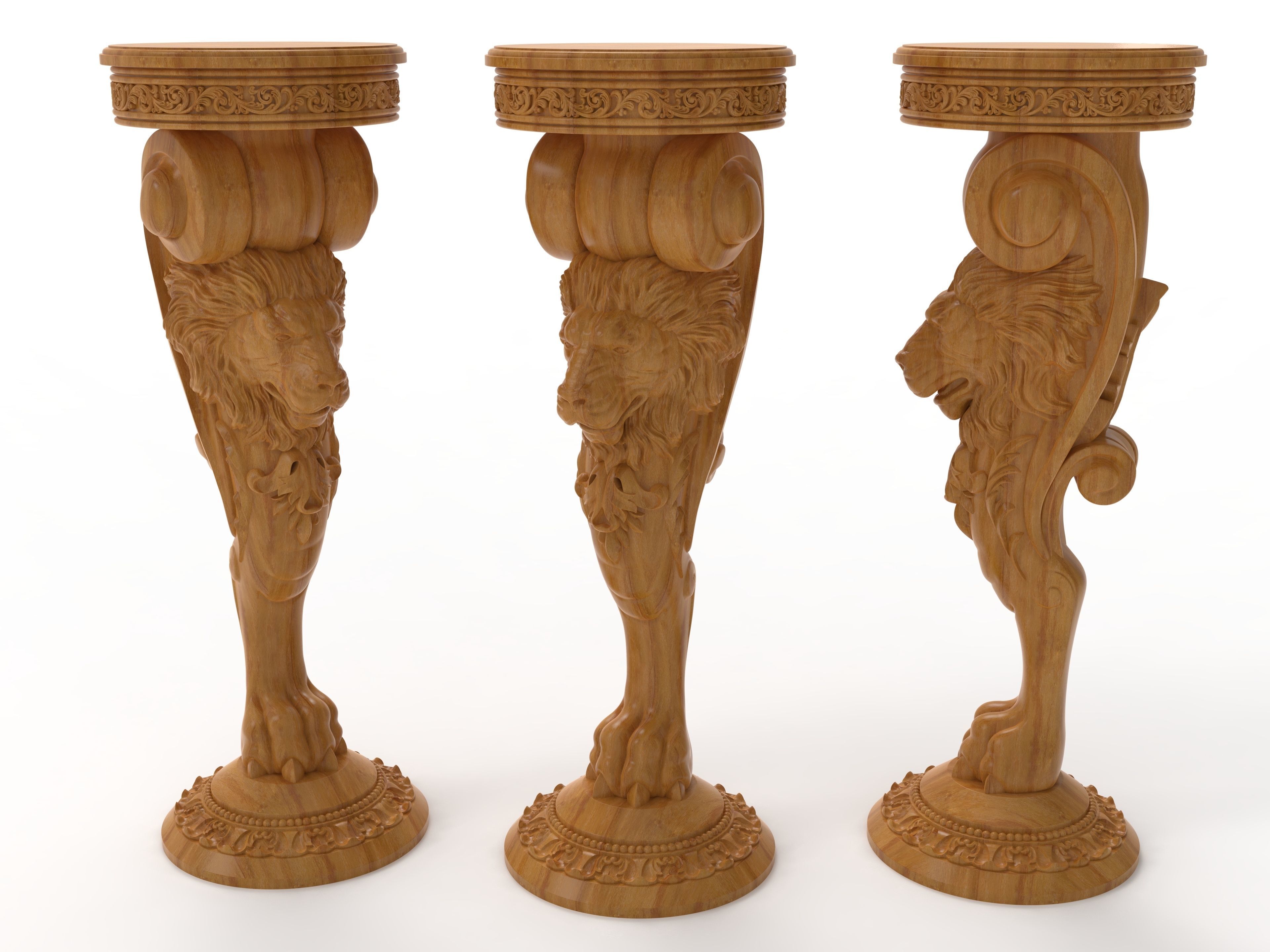 Wood carved 3D-Lion Leg 3D print model_9