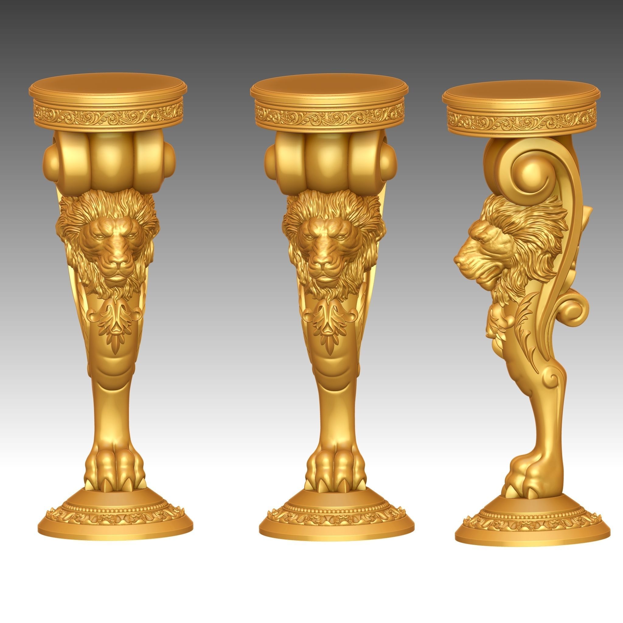 Wood carved 3D-Lion Leg 3D print model_6