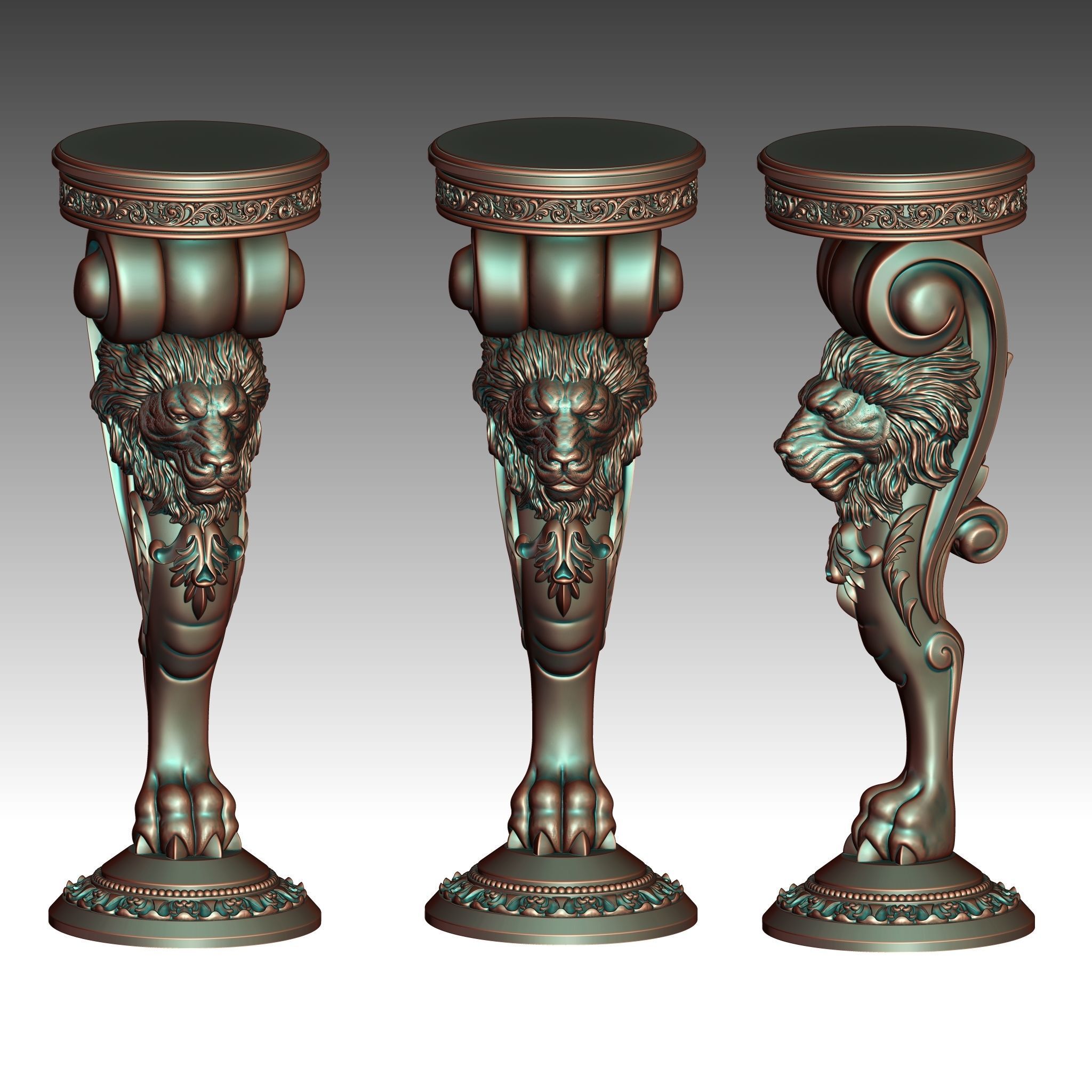 Wood carved 3D-Lion Leg 3D print model_5