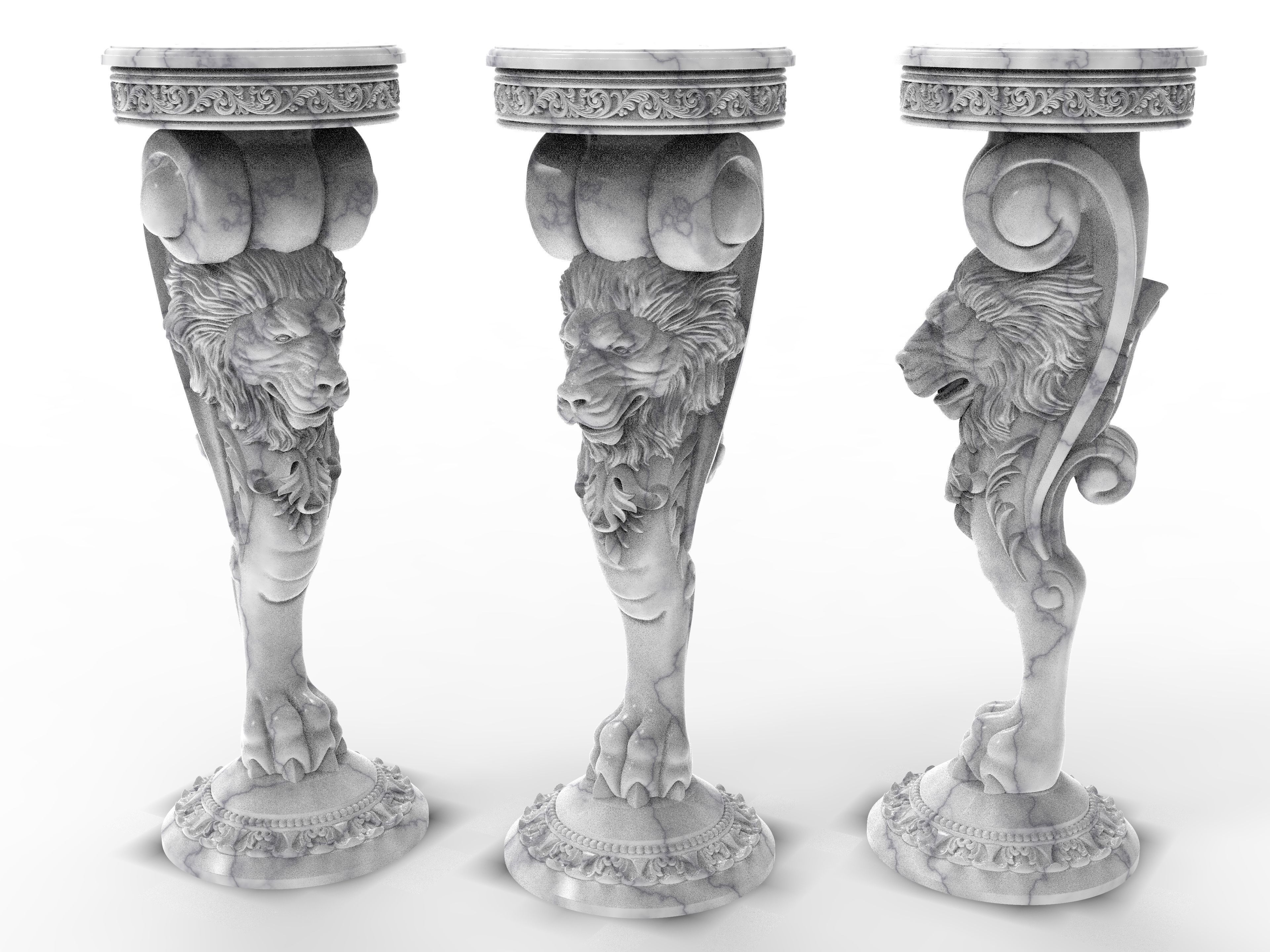 Wood carved 3D-Lion Leg 3D print model_7