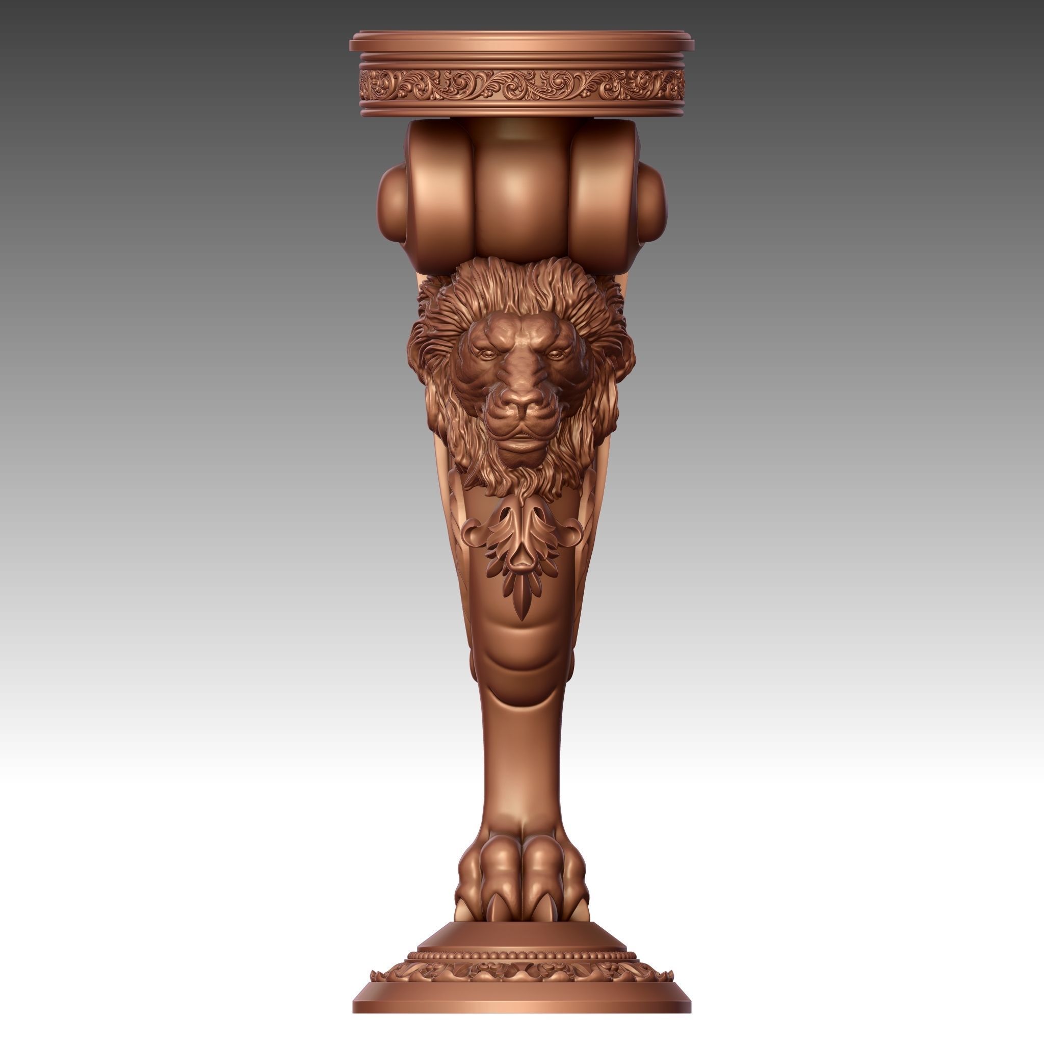 Wood carved 3D-Lion Leg 3D print model_10
