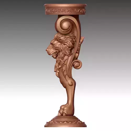 Wood carved 3D-Lion Leg