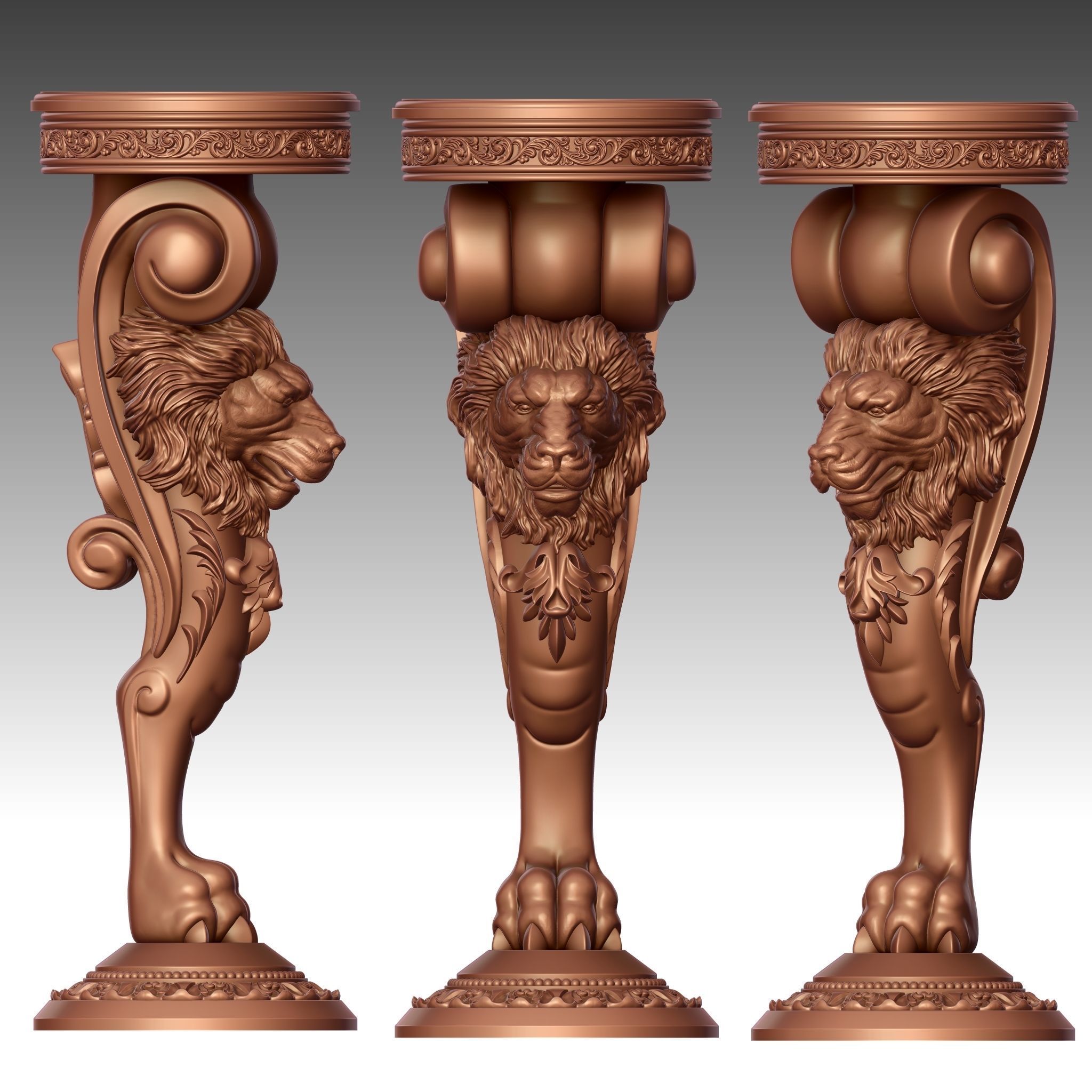 Wood carved 3D-Lion Leg 3D print model_4