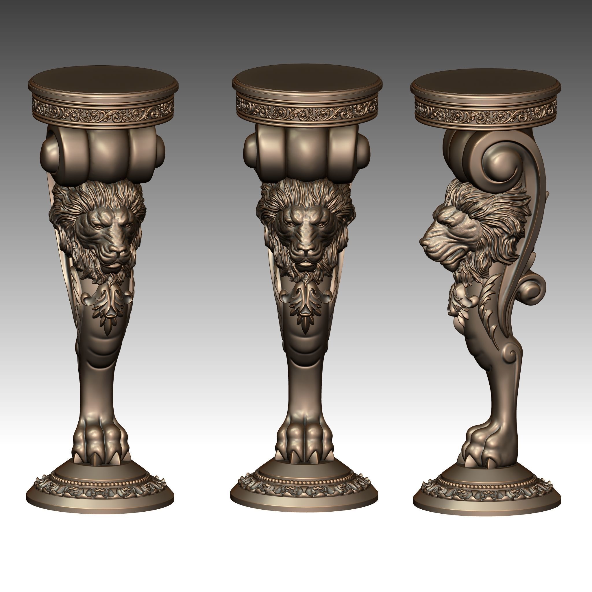 Wood carved 3D-Lion Leg 3D print model_3