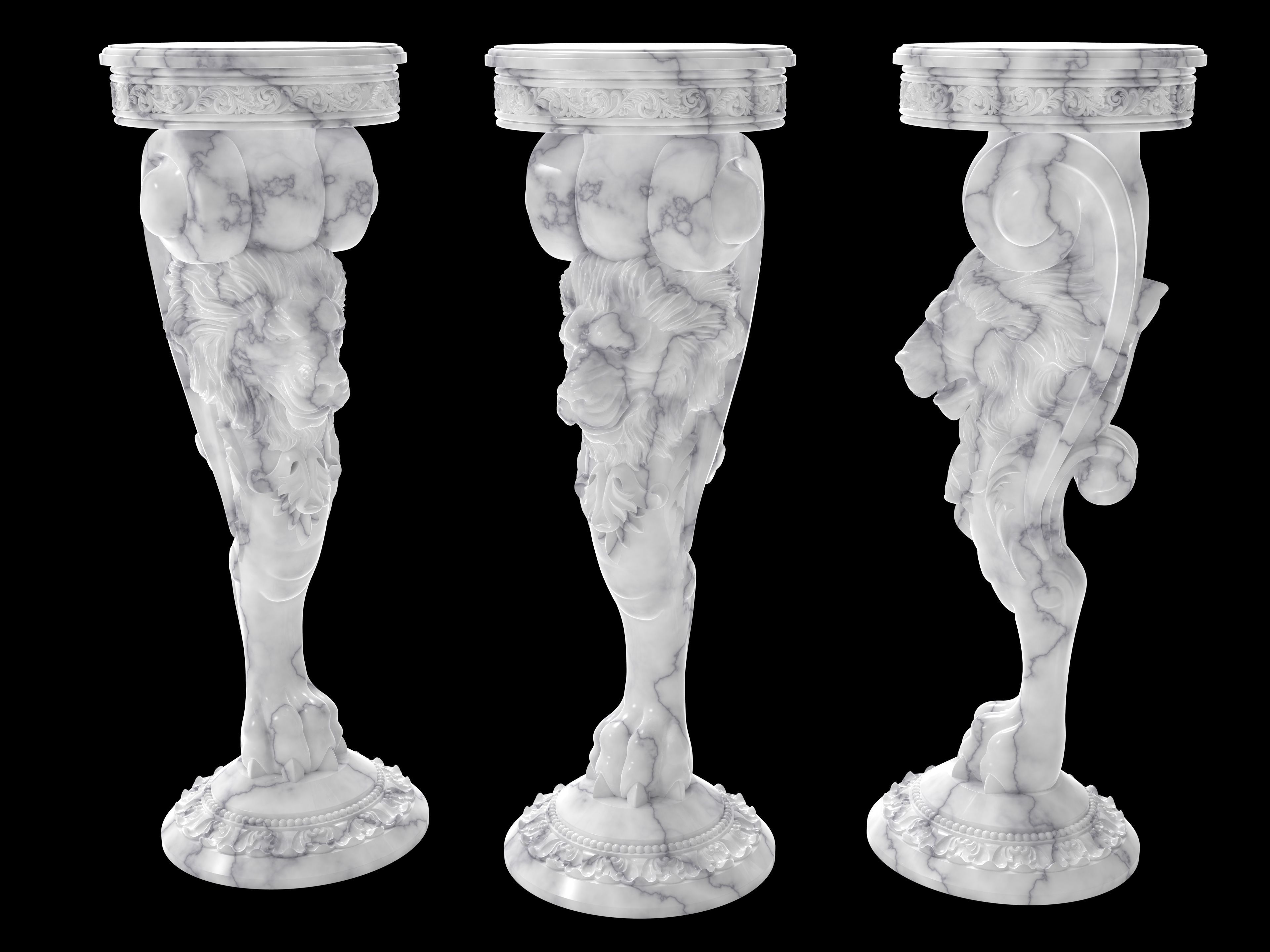 Wood carved 3D-Lion Leg 3D print model_1