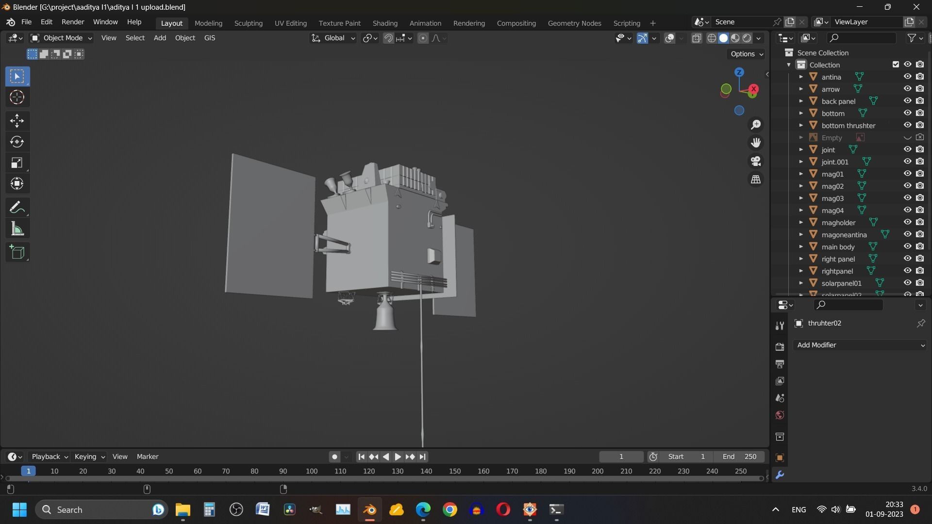 ISRO Aditya L1 3d model India mission to sun Low-poly 3D model_3