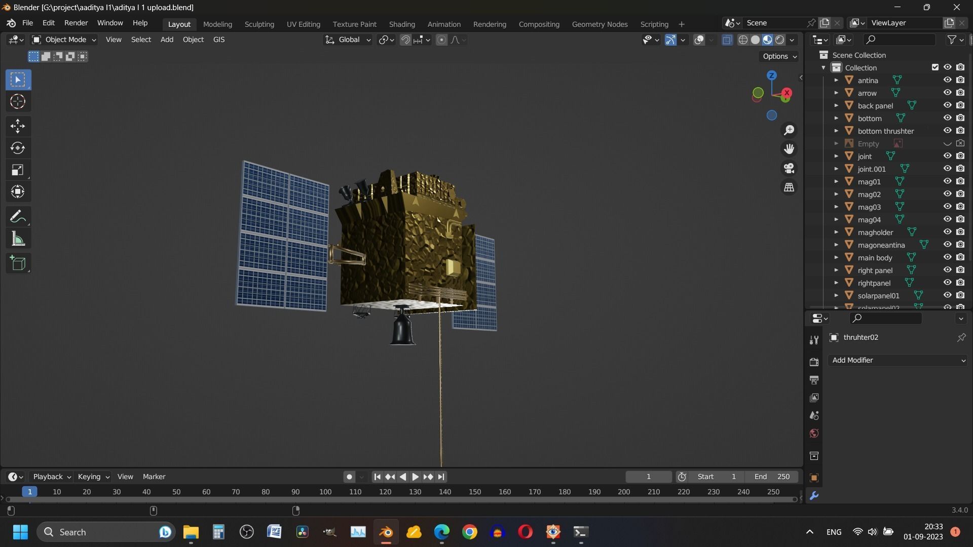 ISRO Aditya L1 3d model India mission to sun Low-poly 3D model_2