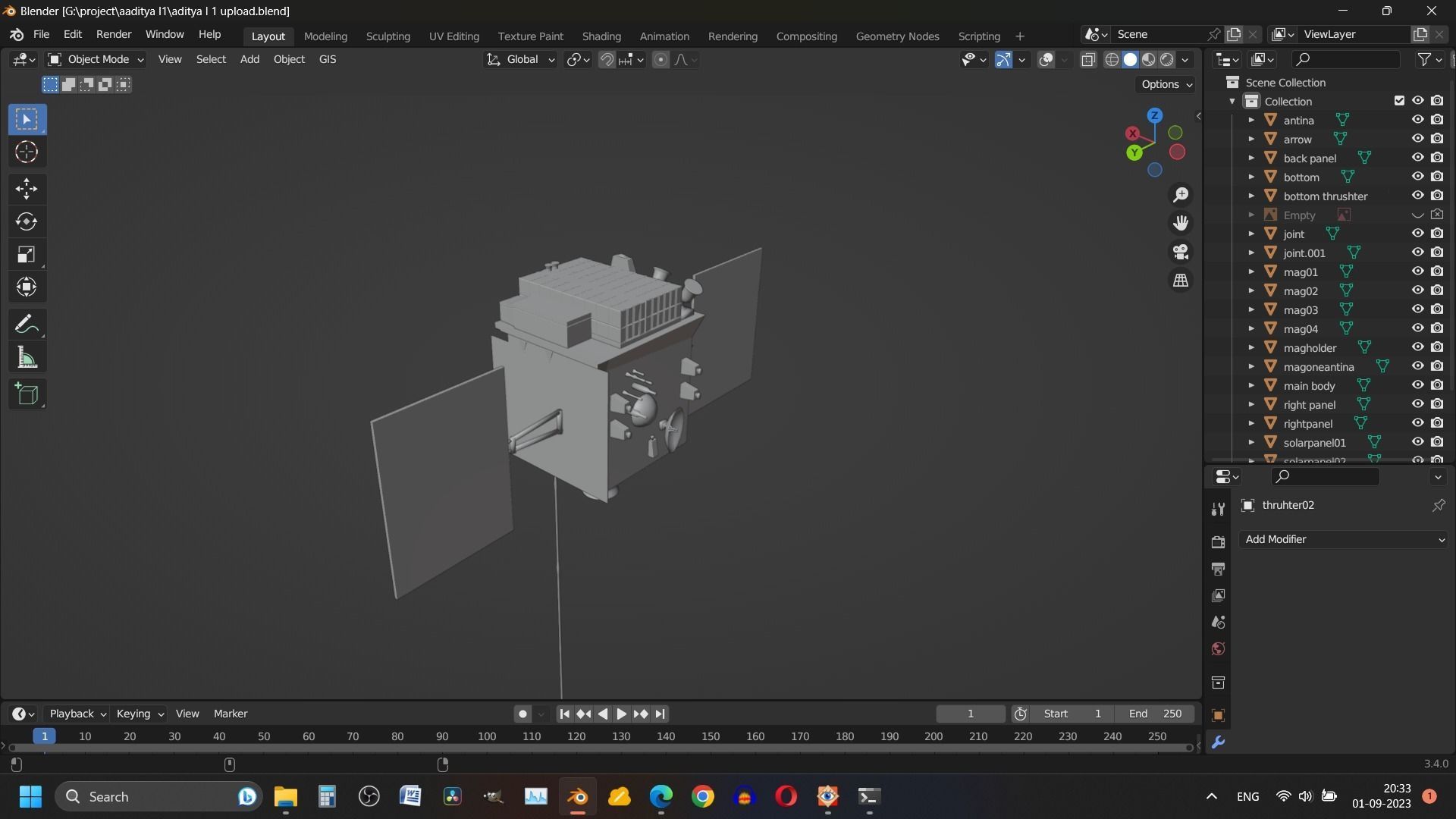 ISRO Aditya L1 3d model India mission to sun Low-poly 3D model_5