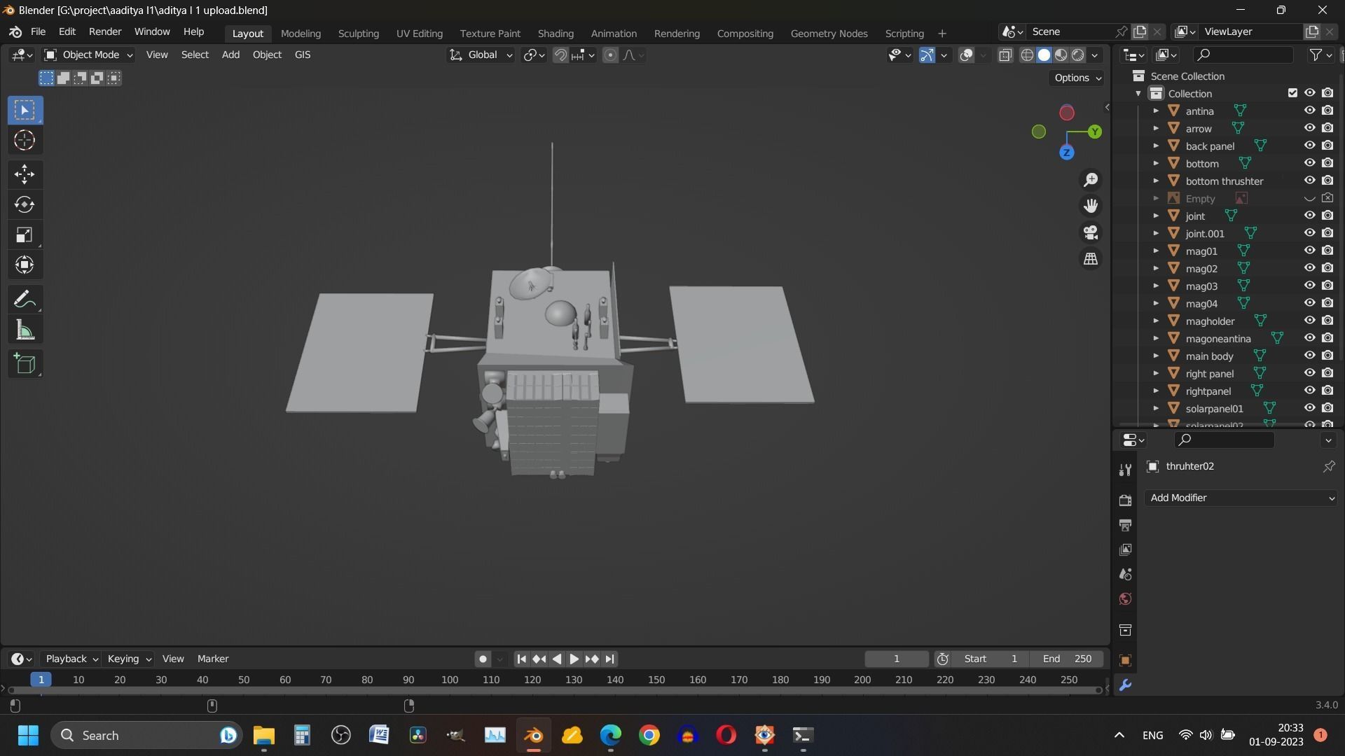 ISRO Aditya L1 3d model India mission to sun Low-poly 3D model_7
