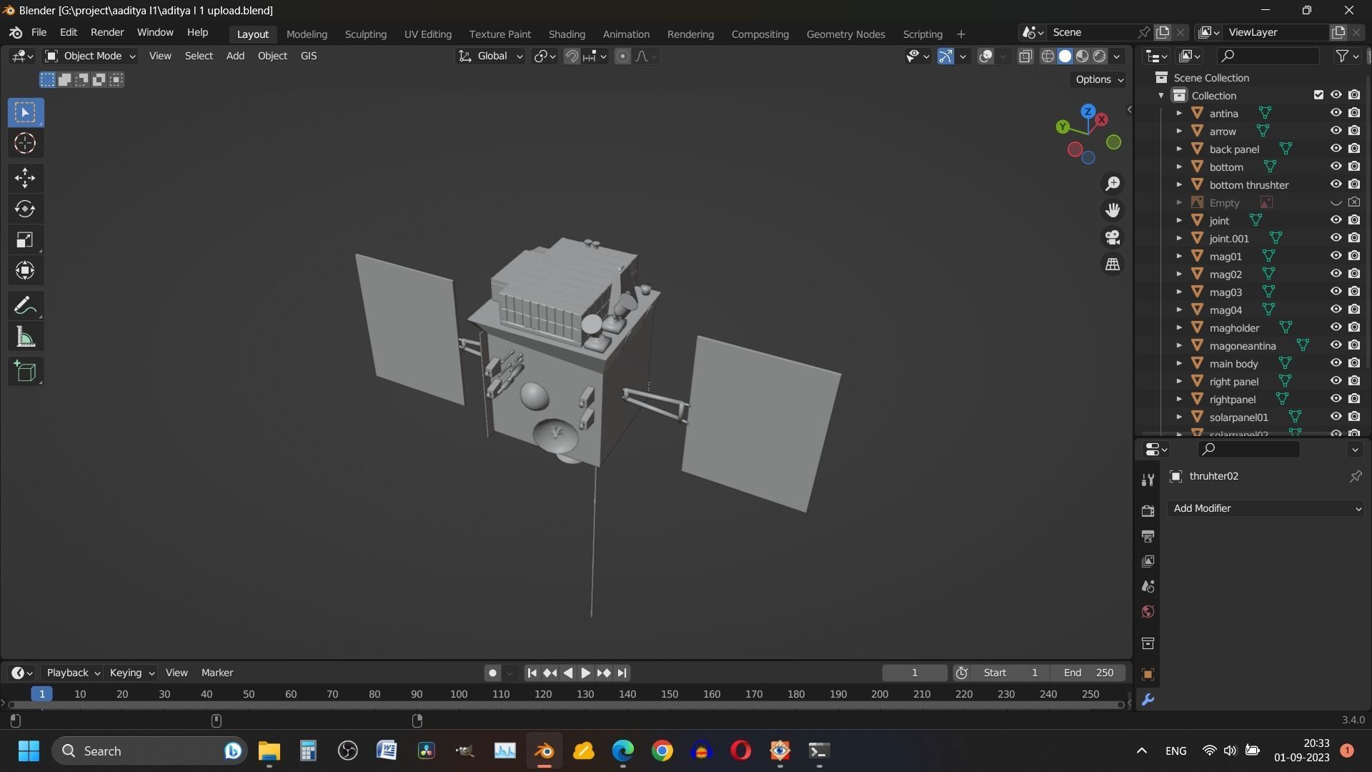 ISRO Aditya L1 3d model India mission to sun Low-poly 3D model_4
