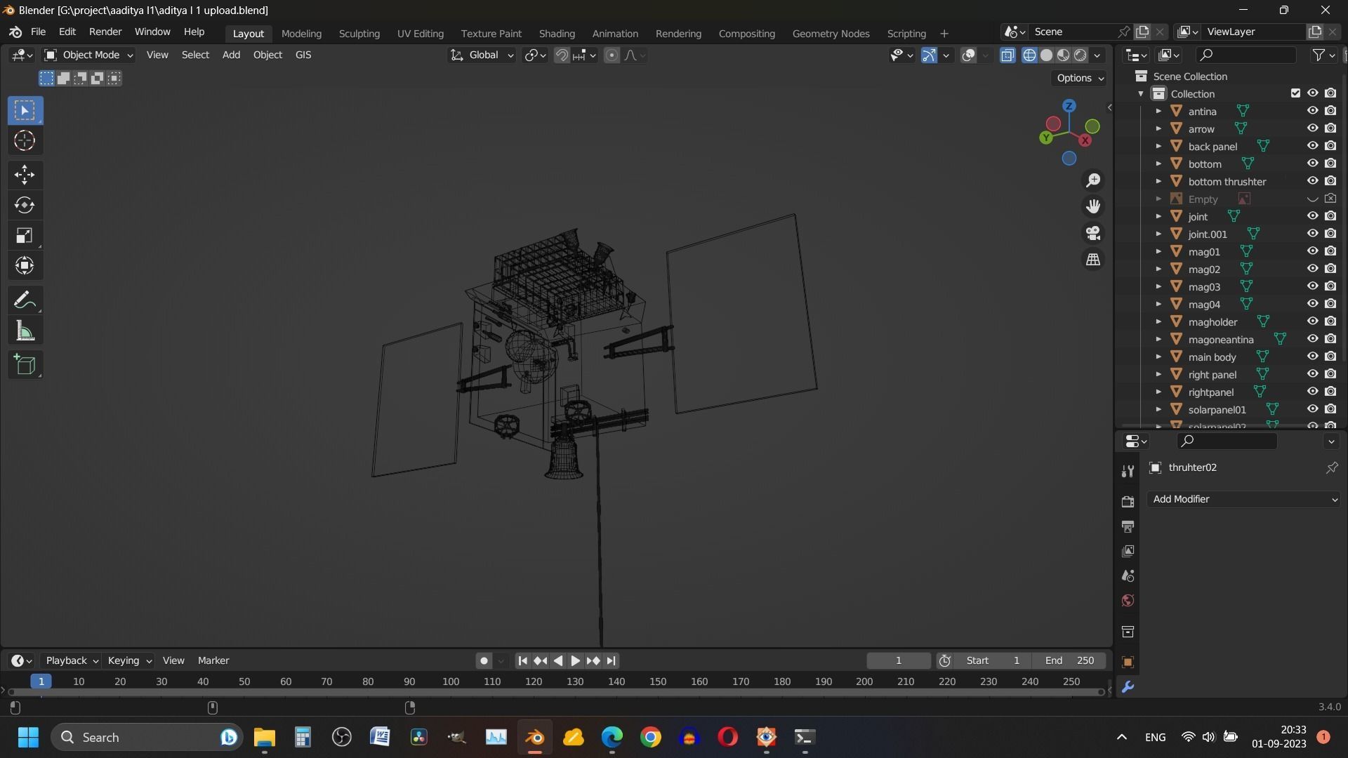 ISRO Aditya L1 3d model India mission to sun Low-poly 3D model_9