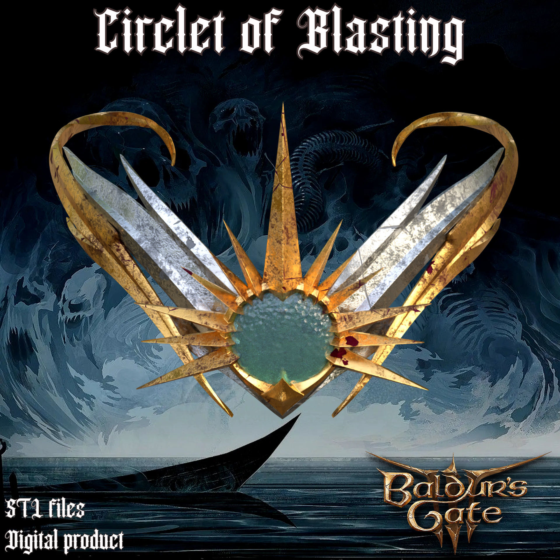 Fantasy Circlet of Blasting Baldurs Gate 3 3D model 3D printable | CGTrader
