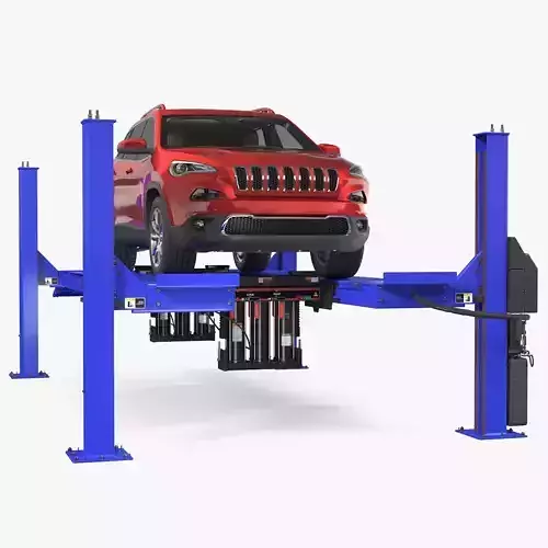 4 Post Car Lift with SUV Rigged 3D model