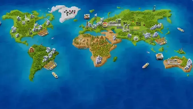 Earth Map Low Poly 3d Model Low-poly 3D model