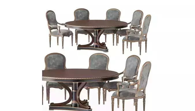 ebanista luciani round dining table and chair