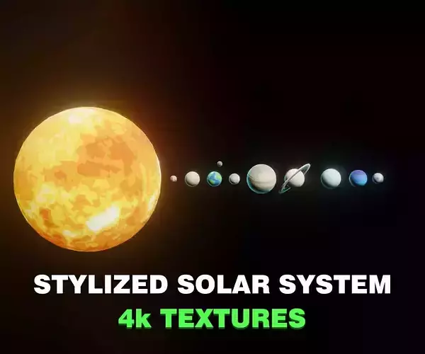 Stylized Solar System 3D Model 4k Textures Low-poly 3D model