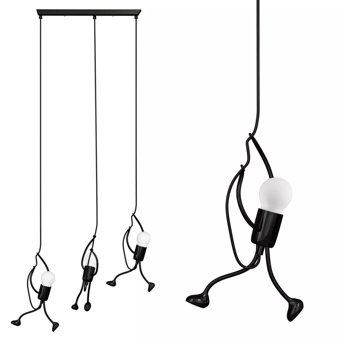 Black Geometric Pendant Light with Adjustable 3D model