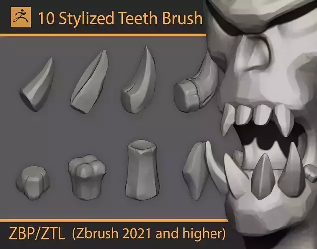 Stylized teeth for Zbrush Free 3D model