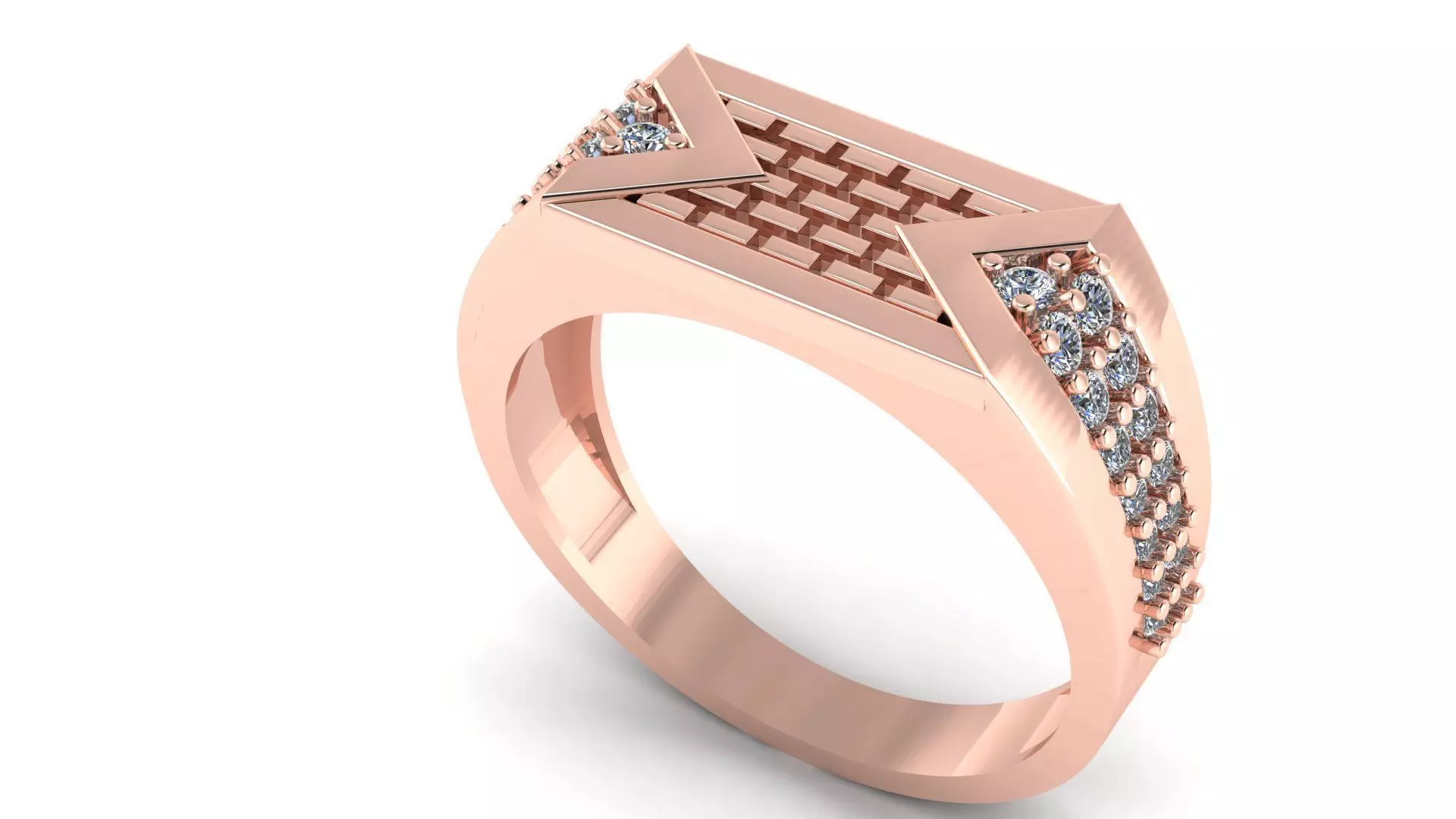 BEST TEXTURE DIAMOND Men Groom Gents Ring 3dm stl obj mtl 3D print model_0