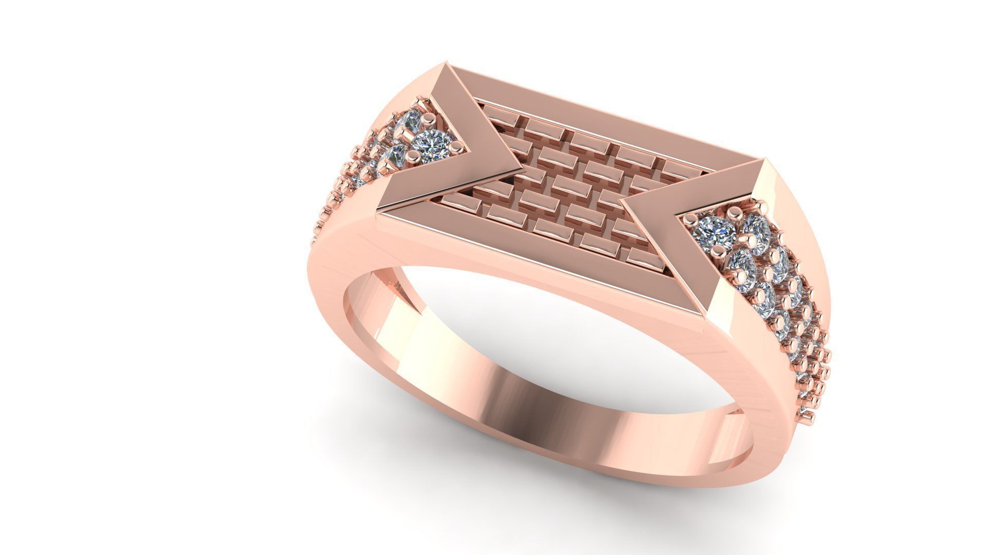 BEST TEXTURE DIAMOND Men Groom Gents Ring 3dm stl obj mtl 3D print model_1