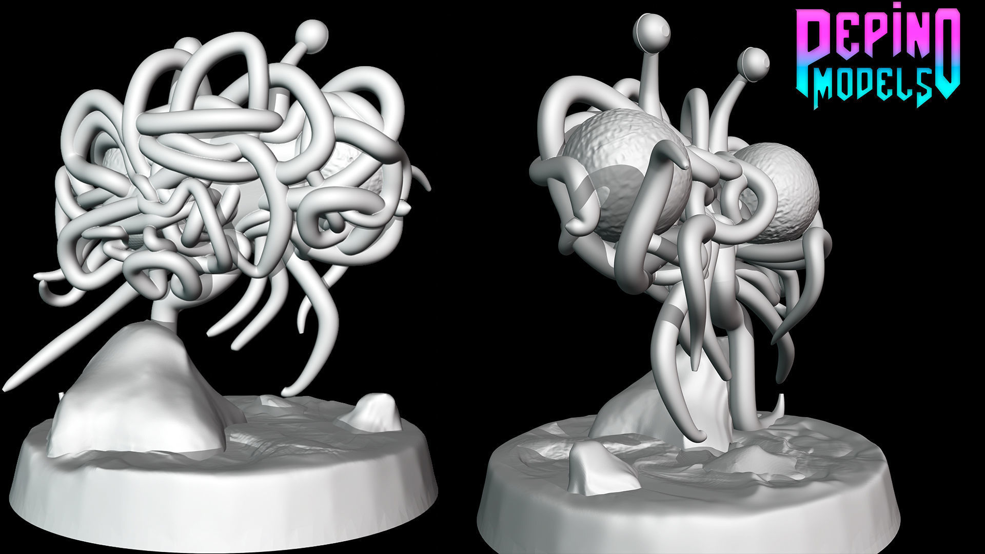 Flying Spaghetti Monster - 70mm miniature 3D print model_3