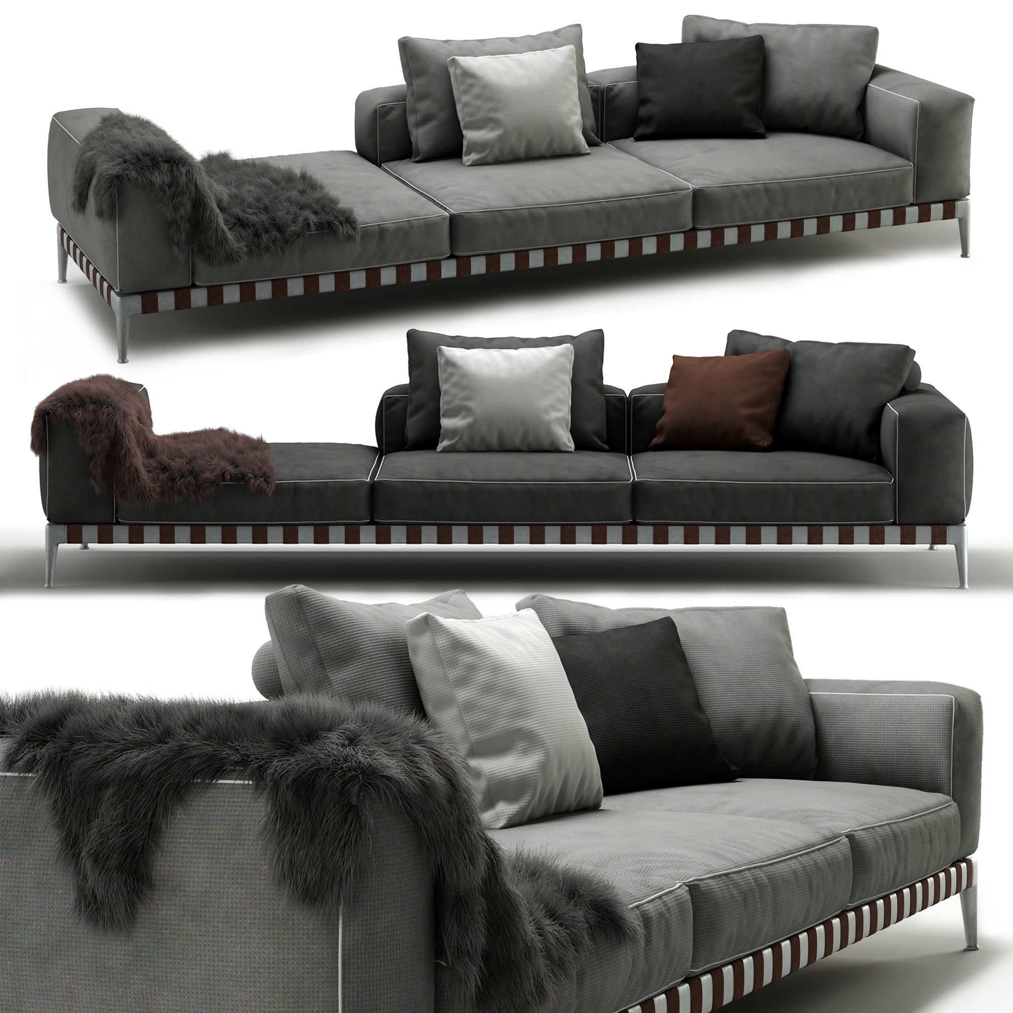 Flexform Gregory Sectional Sofa - 02 Low-poly 3D model_1