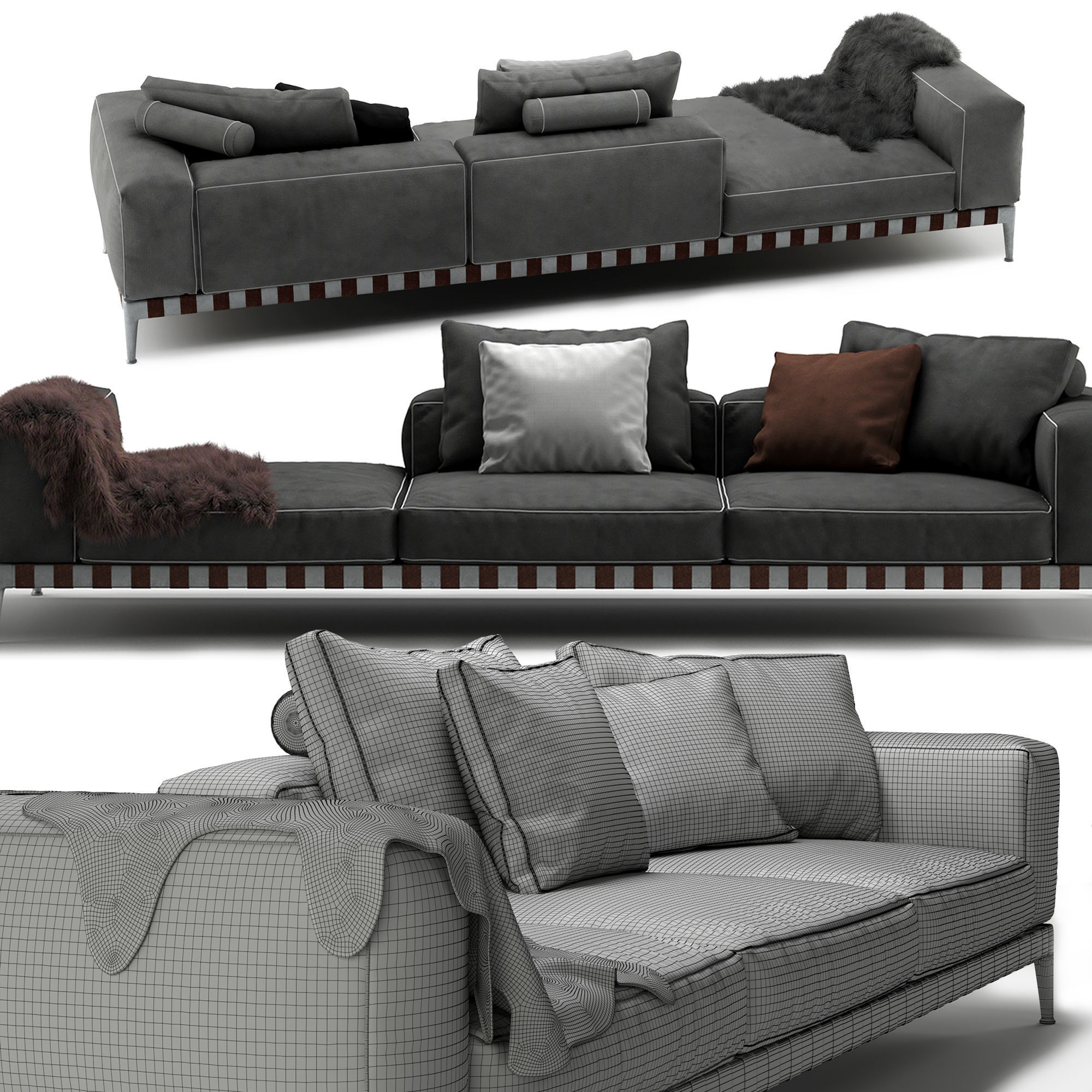 Flexform Gregory Sectional Sofa - 02 Low-poly 3D model_4