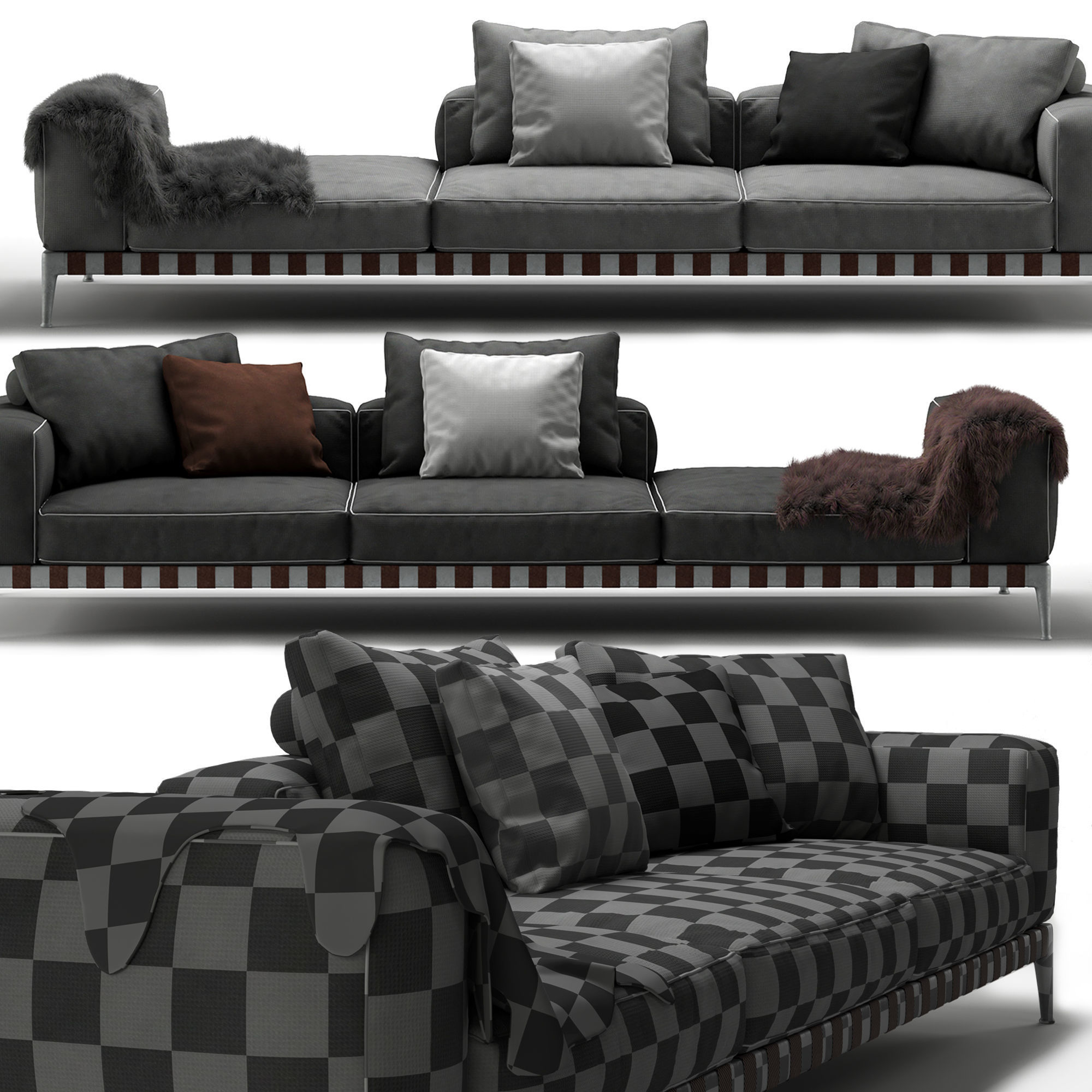 Flexform Gregory Sectional Sofa - 02 Low-poly 3D model_3