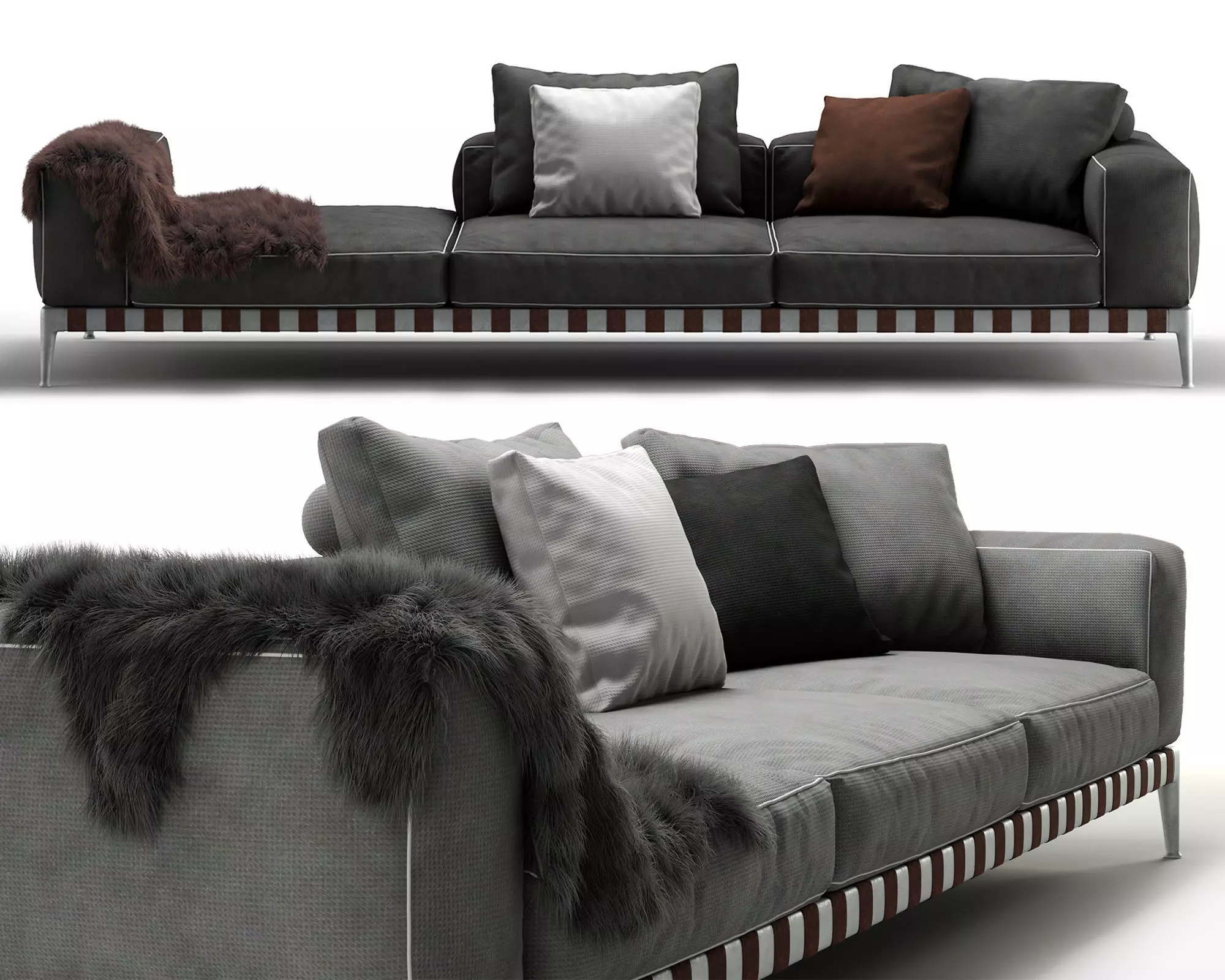 Flexform Gregory Sectional Sofa - 02 Low-poly 3D model_0