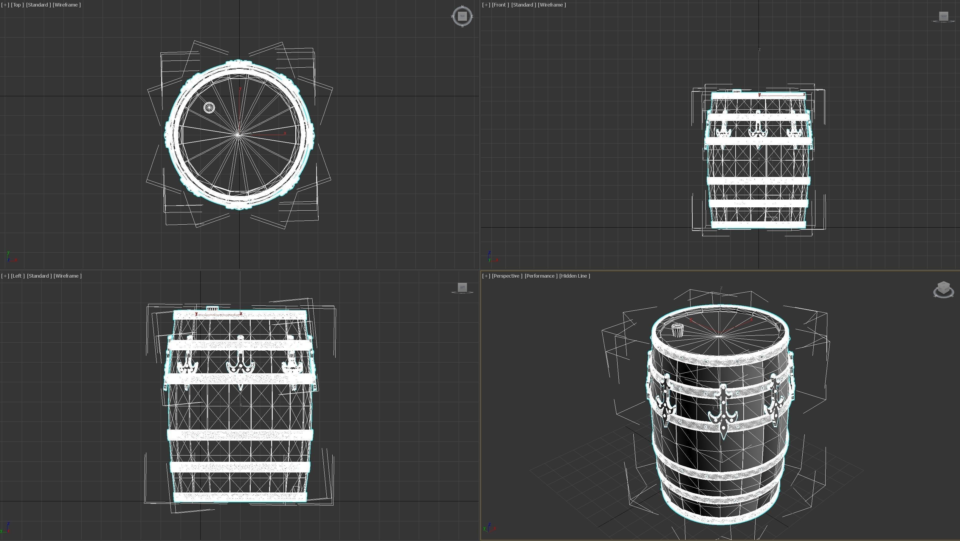 Wooden barrel Free 3D model_2