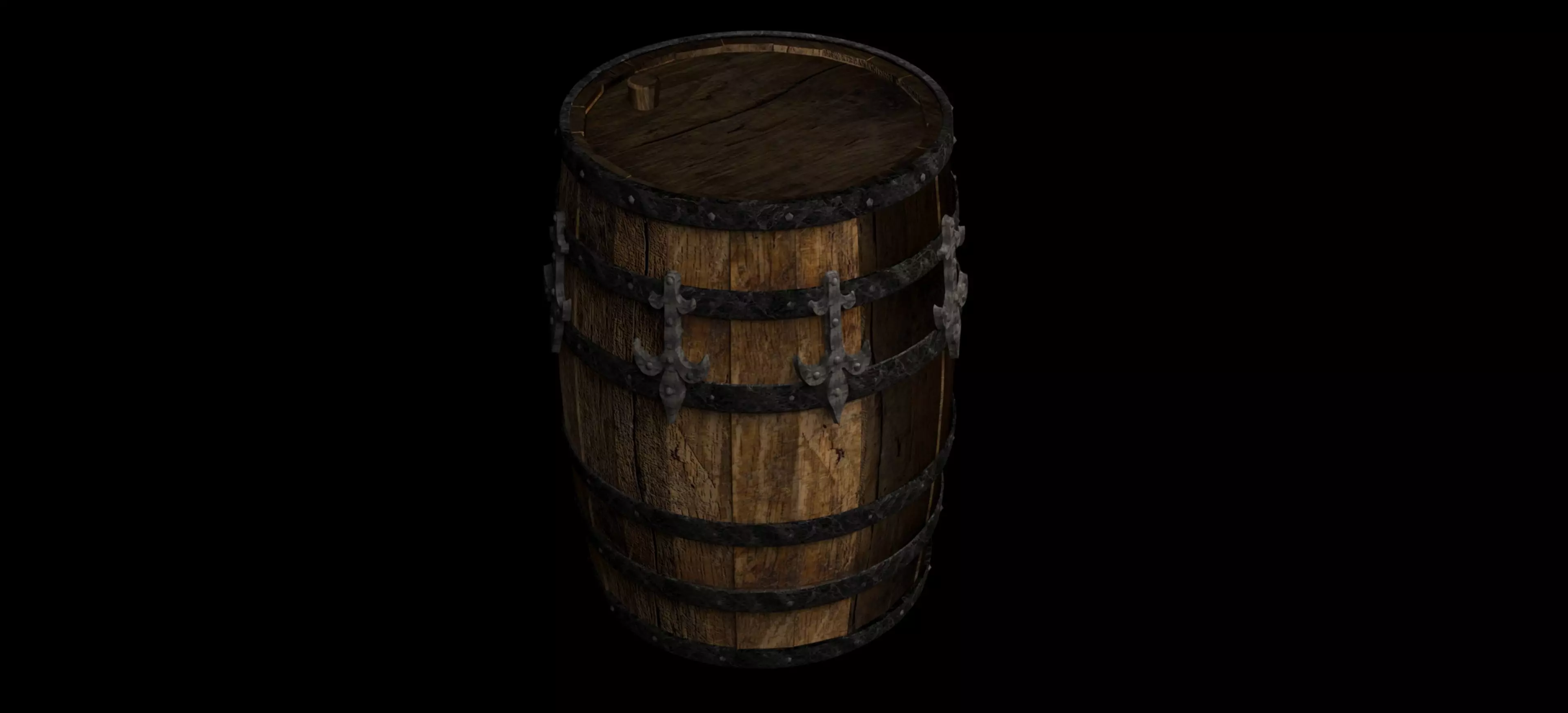 Wooden barrel Free 3D model_0