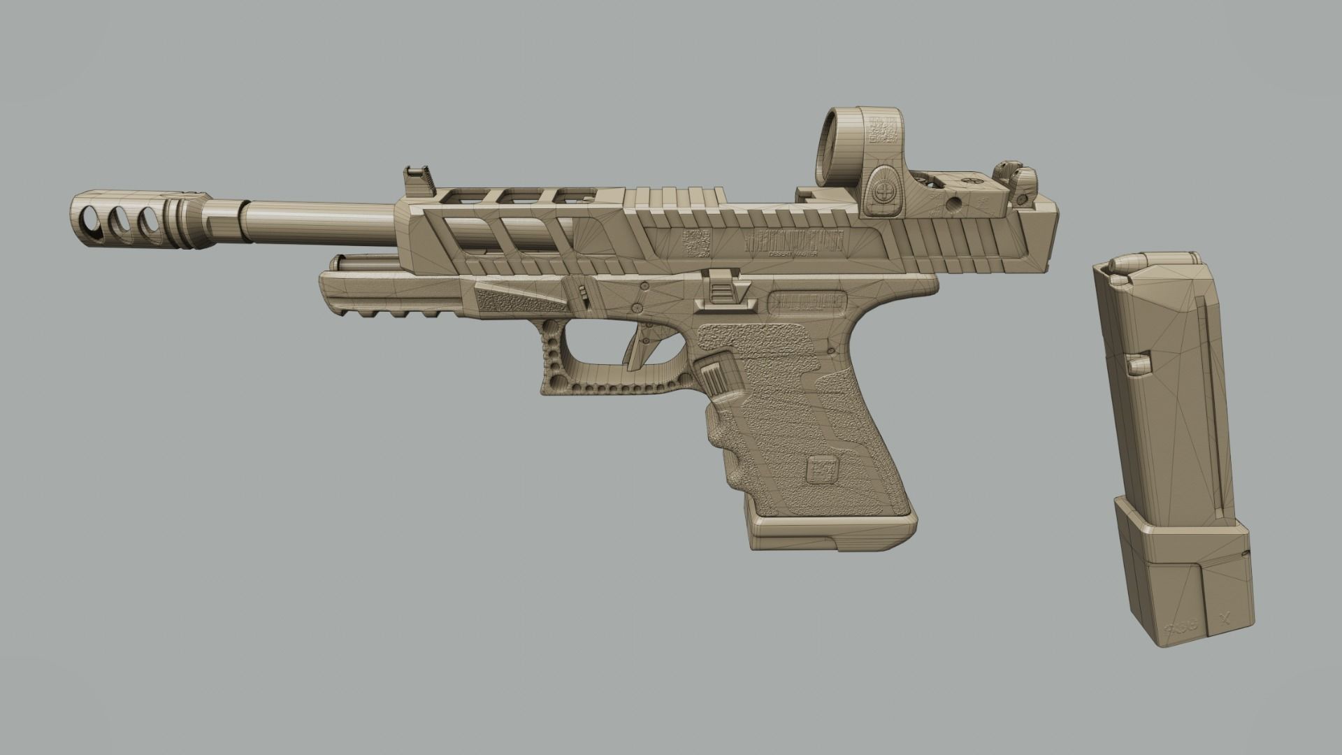 Custom Glock 34 Low-poly 3D model_11