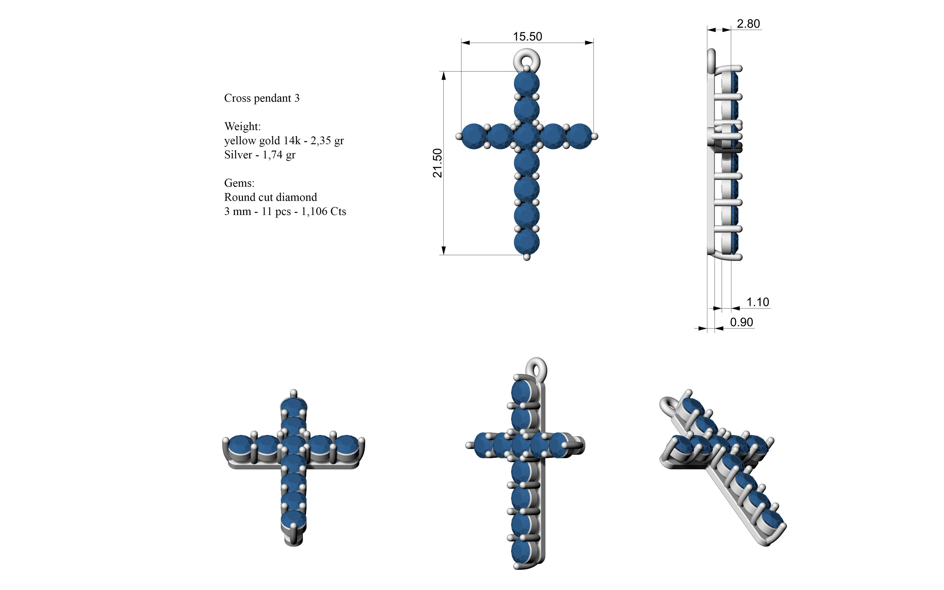 Cross pendant 3 3D print model_6
